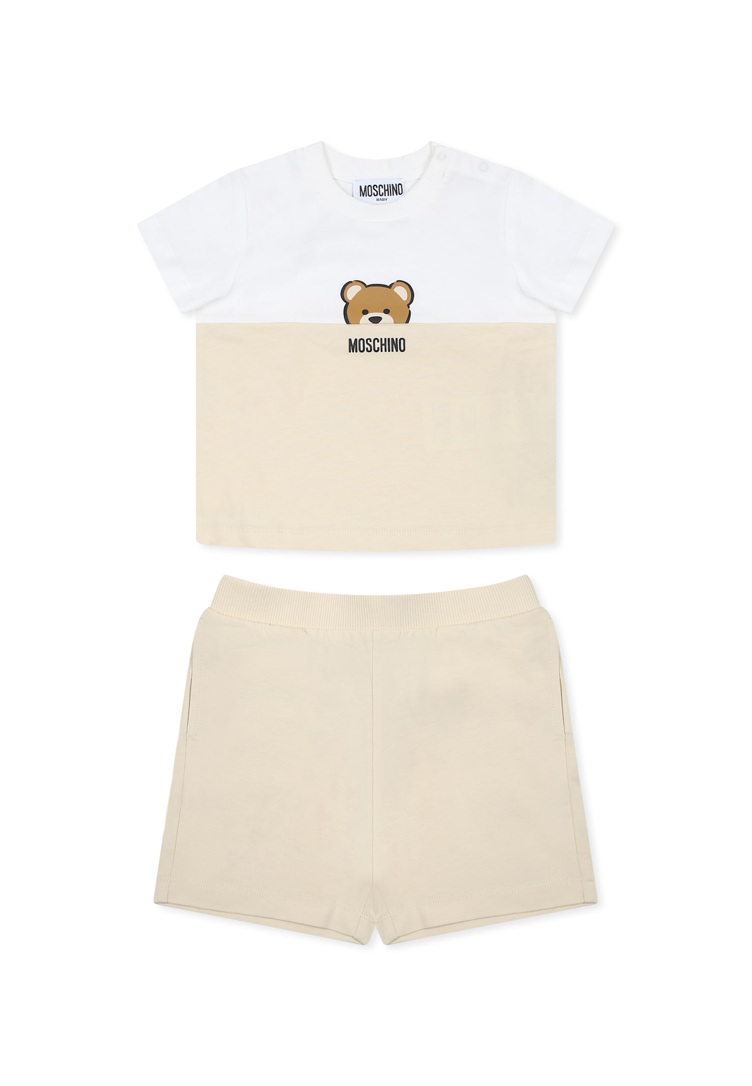 Moschino Beige Suit For Babykids With Teddy Bear In Neutral