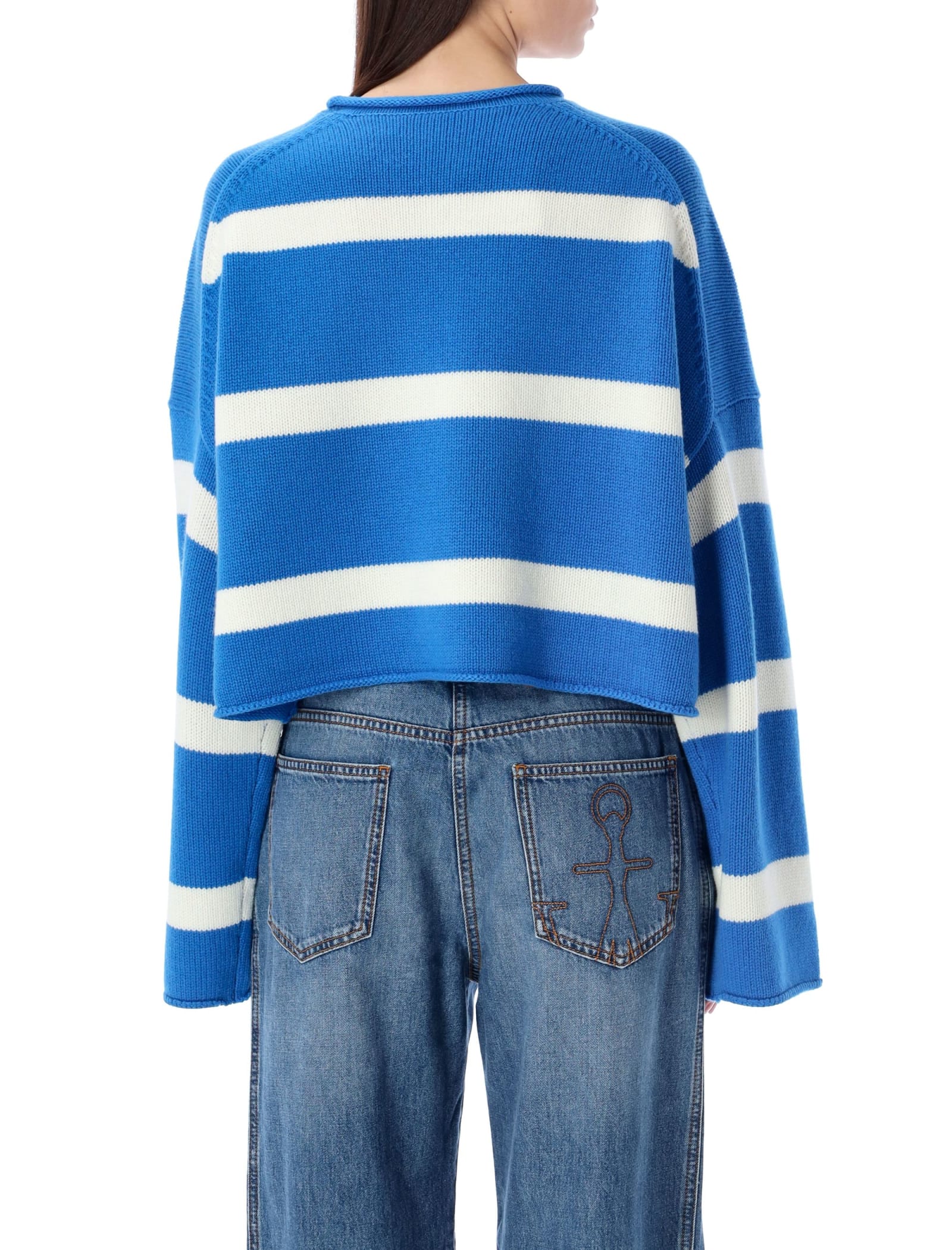 Shop Jw Anderson Wool Blend Striped Jumper In Blue White Stripe