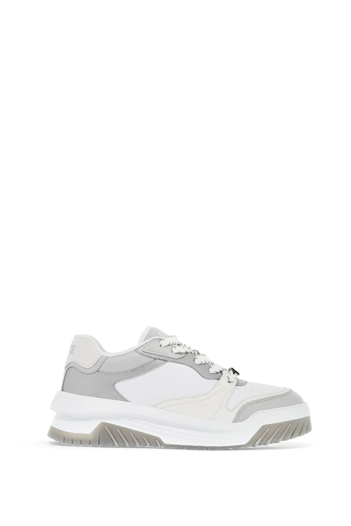 Shop Versace Odyssey Sneakers In Grey+black-palladio (white)