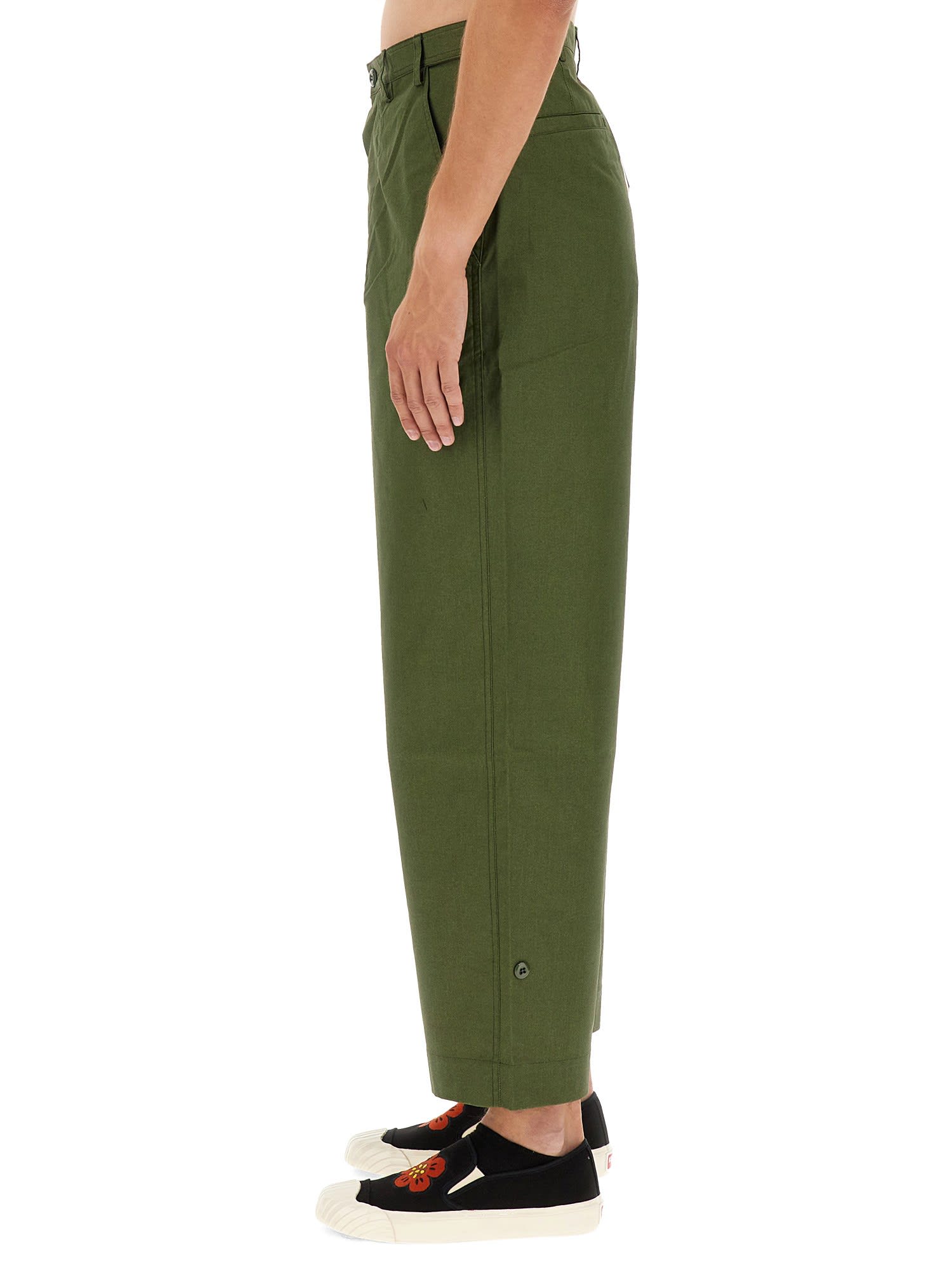 Kenzo Straight Fit Pants In Kaki Fonce