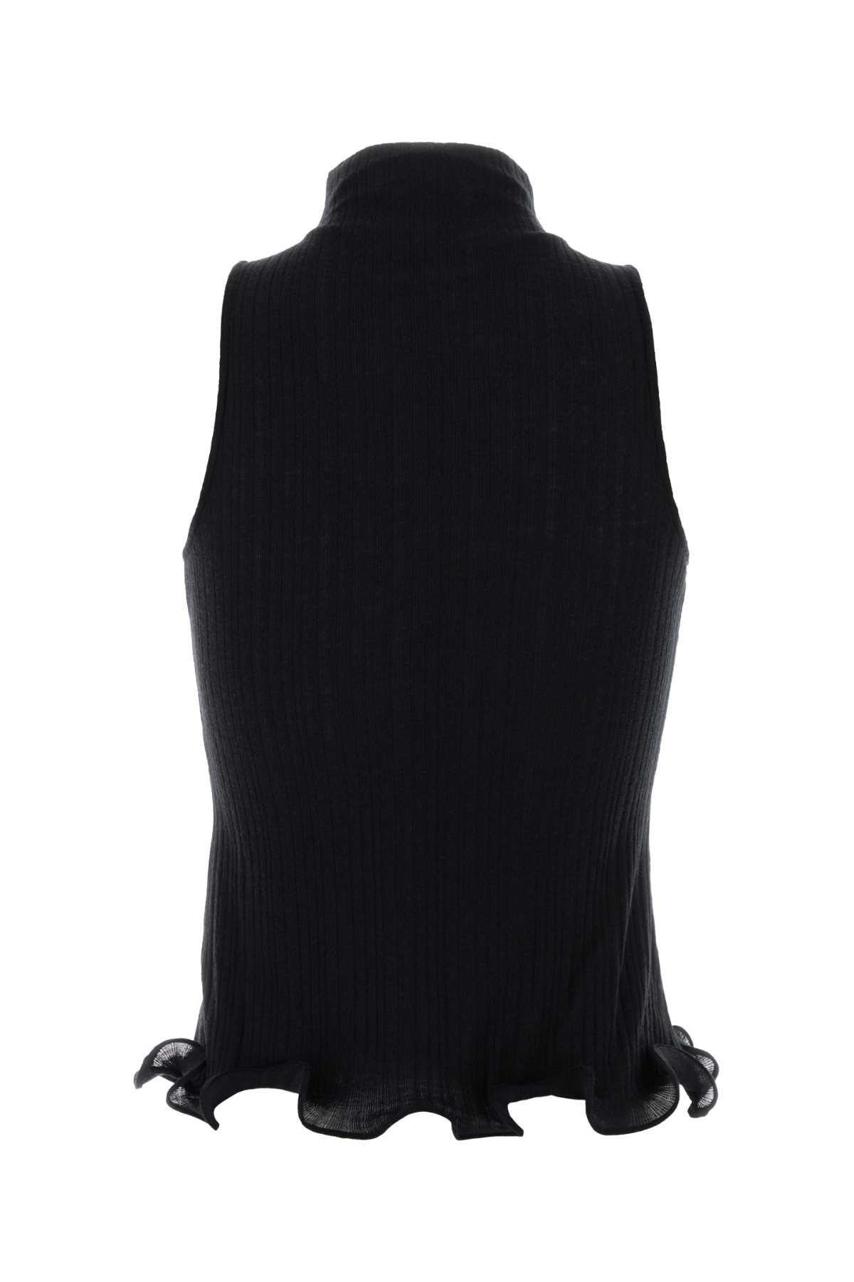 Fendi Cotton Top Finished With Ruffles In Black