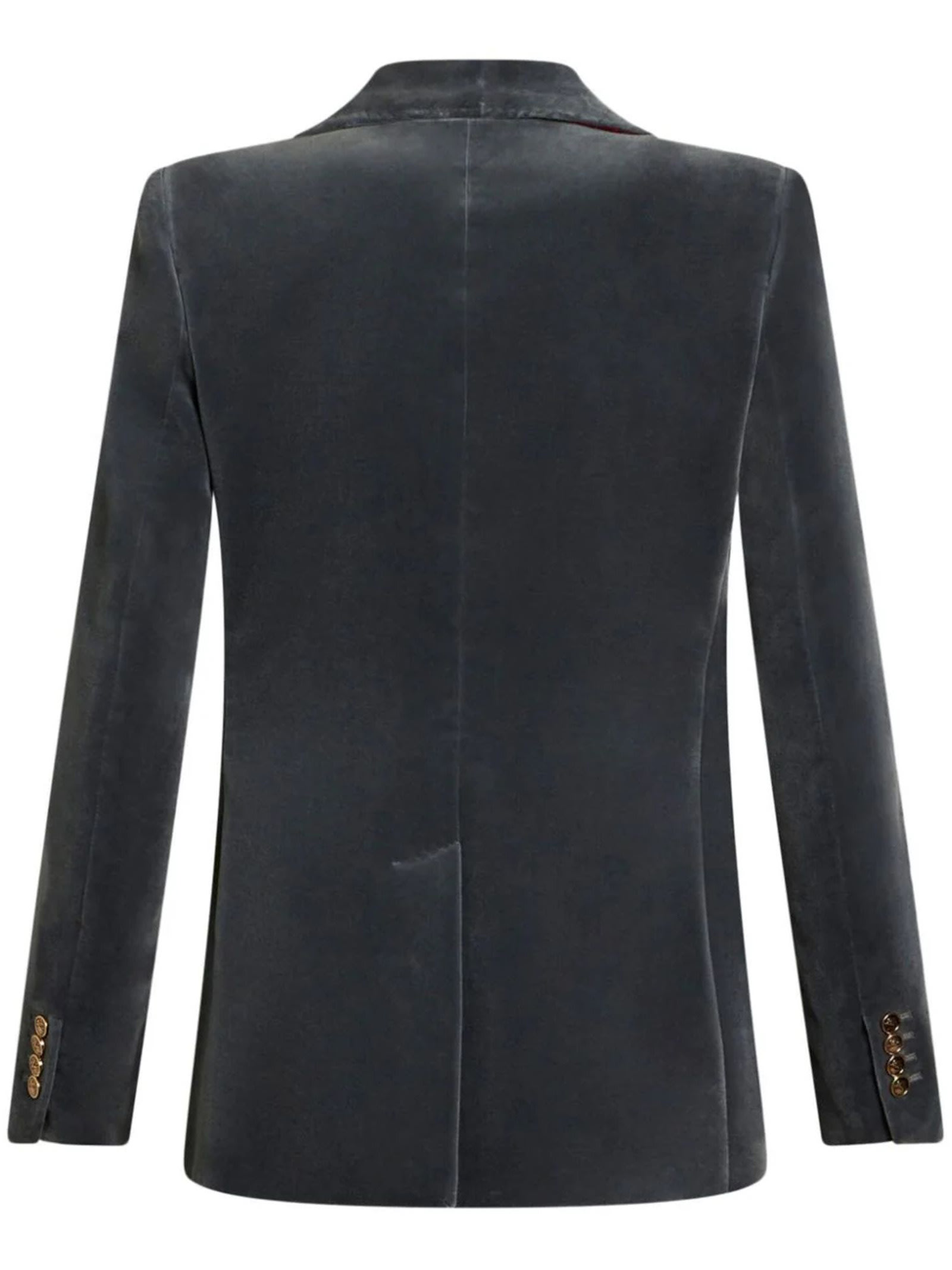 Shop Etro Blue Grey Cotton Blend Blazer