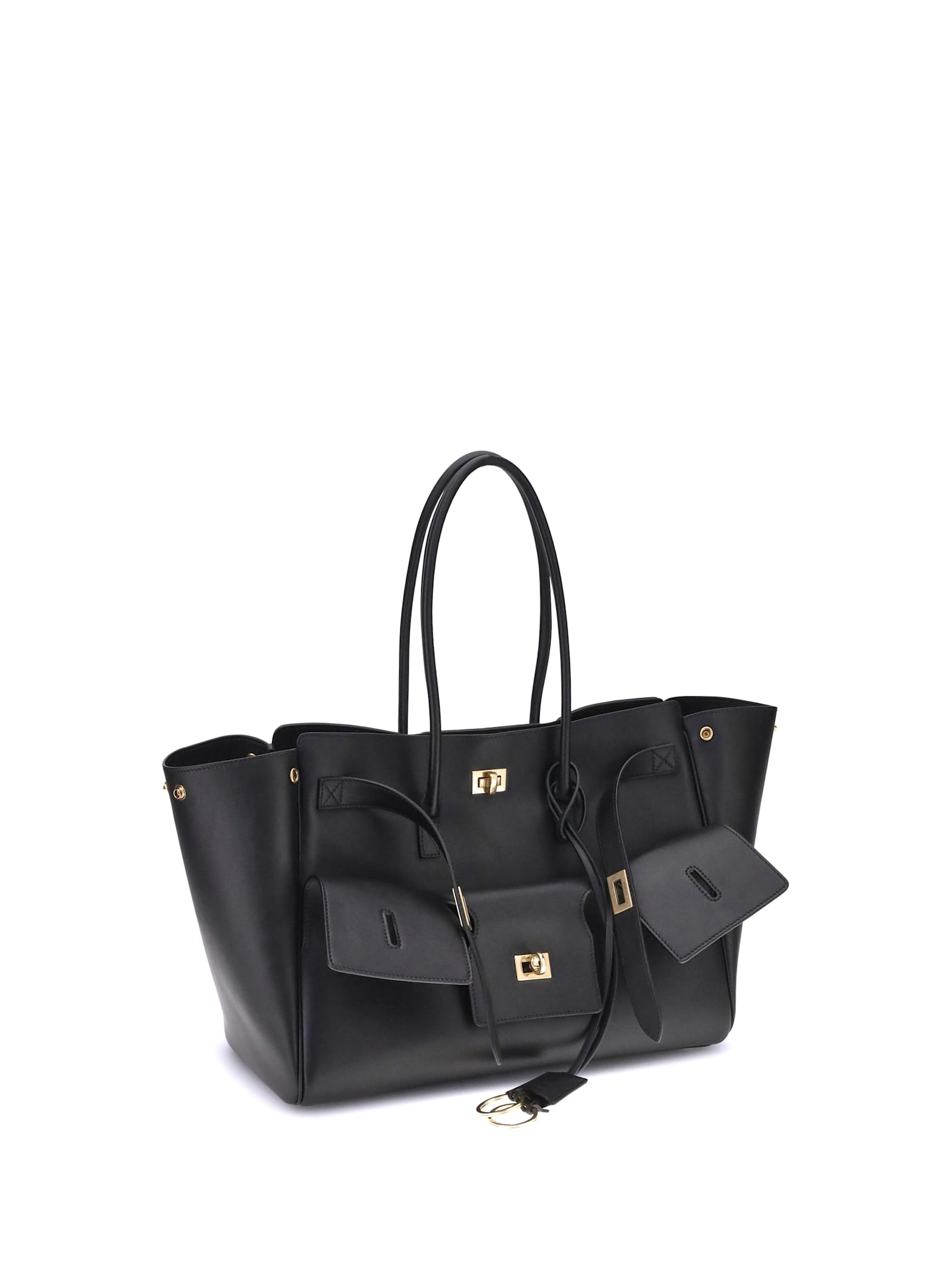 Balenciaga Structured Tote Bag With Buckle And Gold-tone In Black