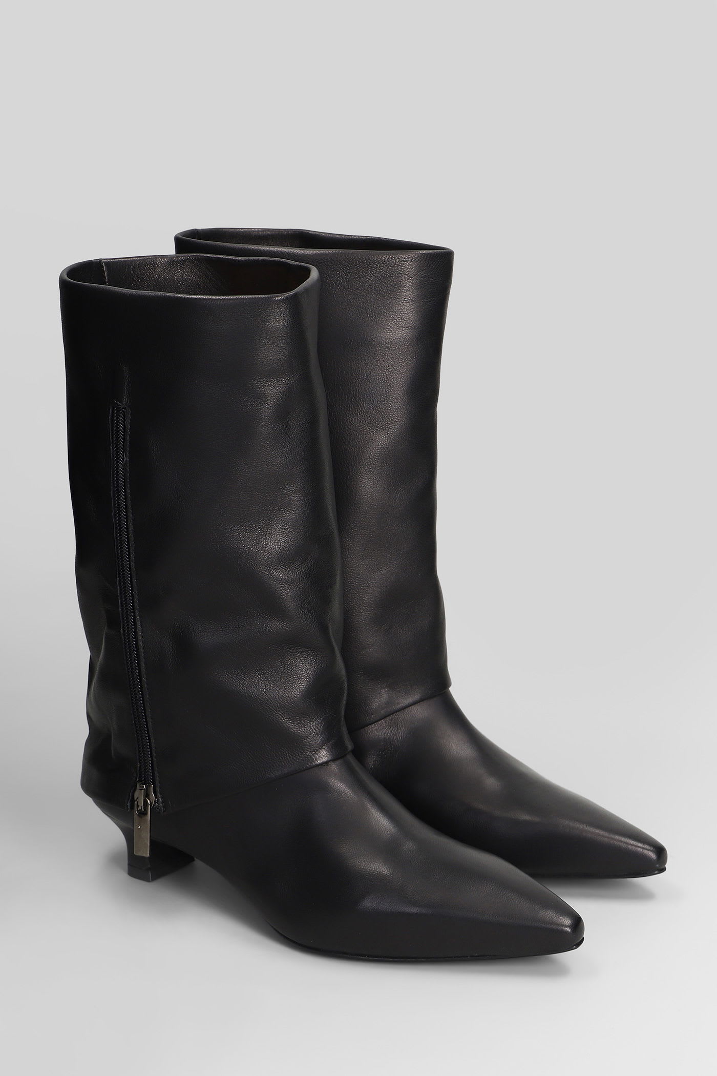 The Seller Low Heels Ankle Boots In Black Leather In Black