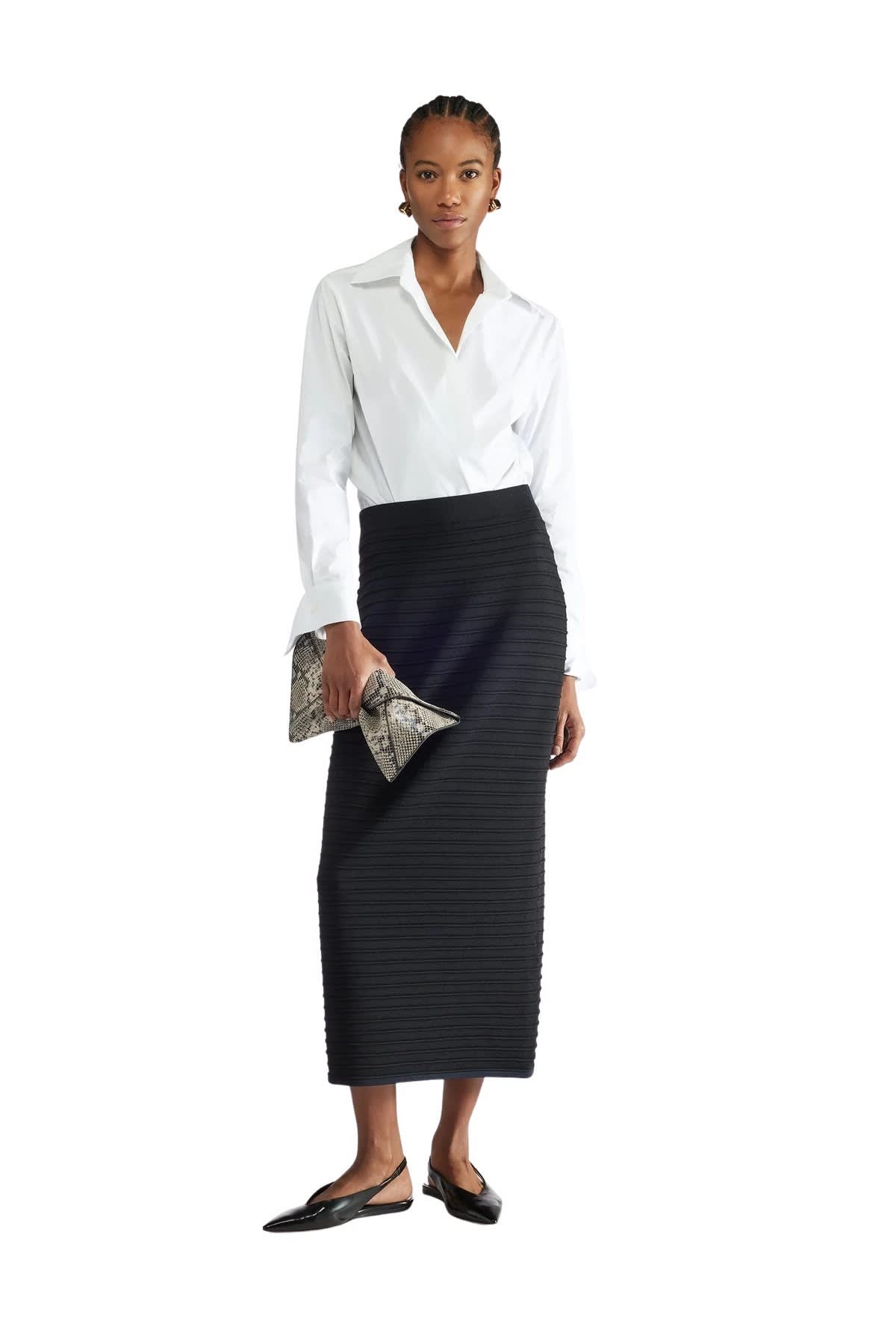 Liviana Conti Skirt With Relief Pattern In Nero Notte