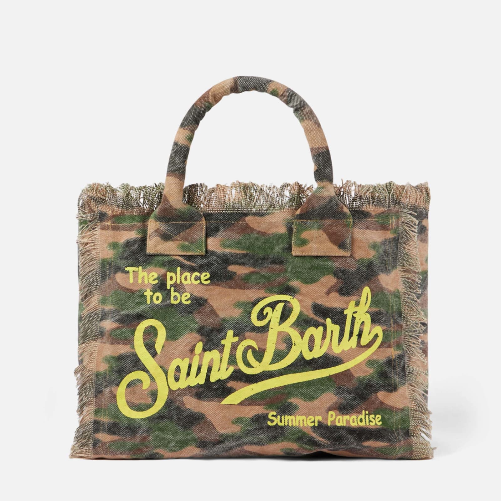 Mc2 Saint Barth Vanity Canvas Shoulder Bag With Camouflage Print In Green