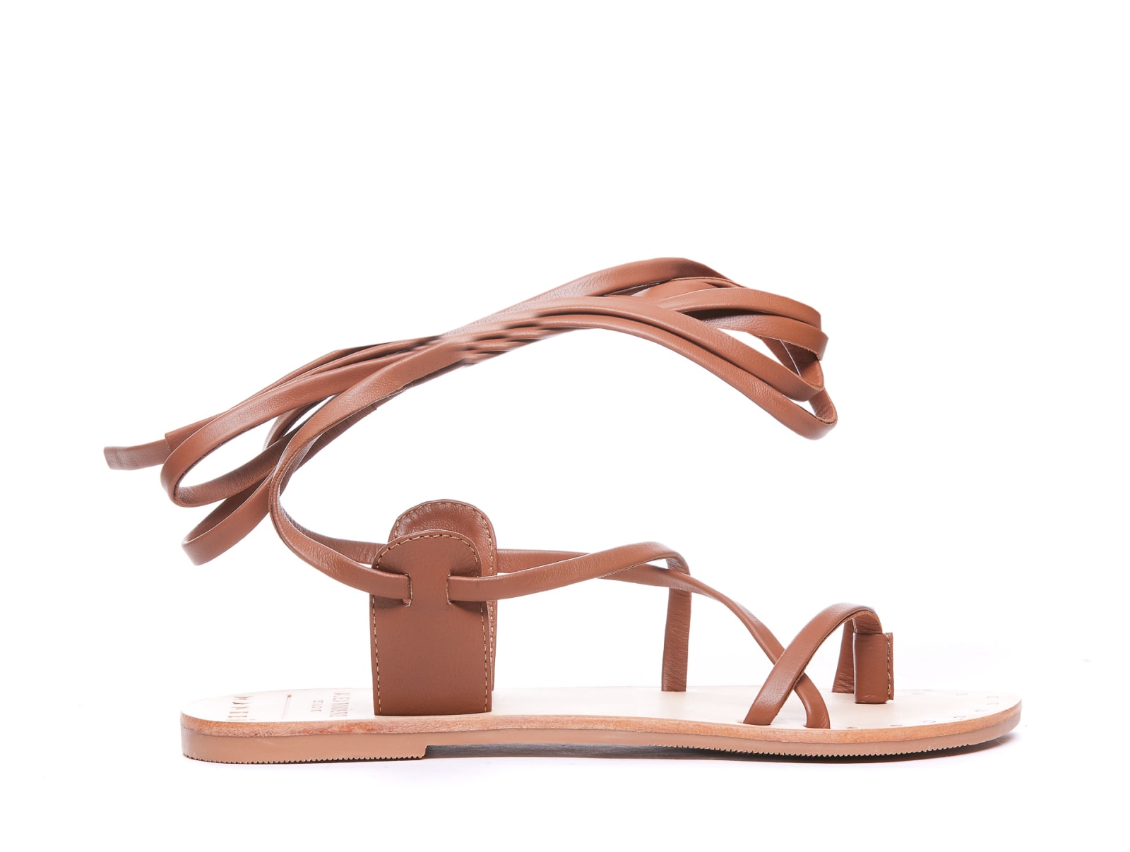 Shop Manebi Tie-up Sandals In Brown
