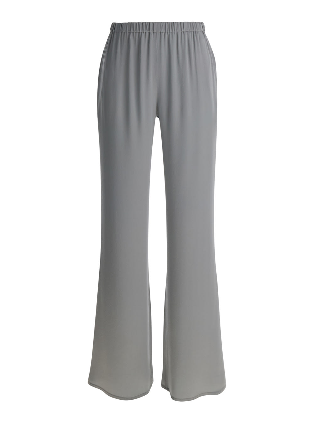 Grey Loose Pants With Elastic Waistband In Silk Blend Woman