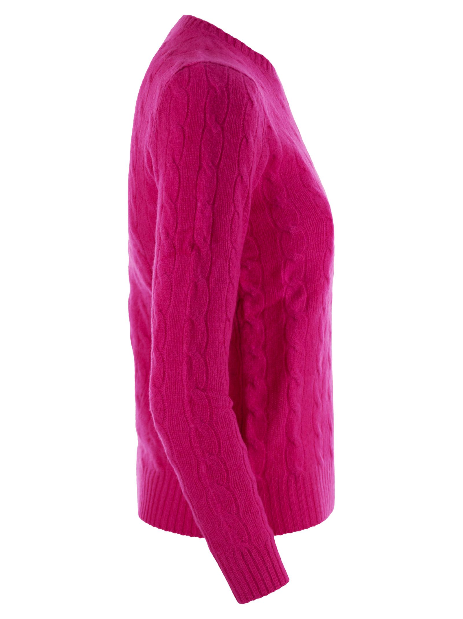 Shop Polo Ralph Lauren Wool And Cashmere Cable-knit Sweater In Fuchsia