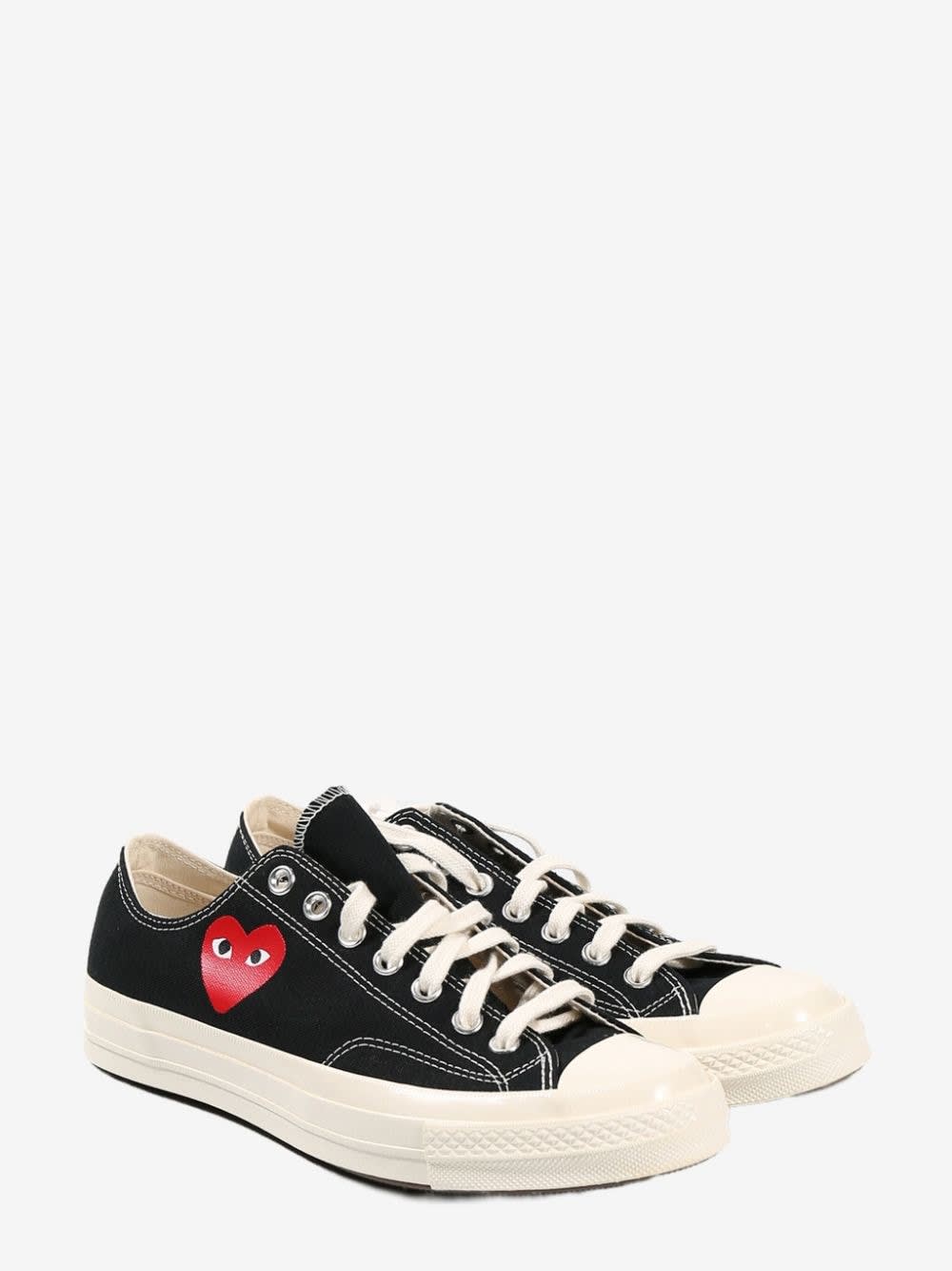 Comme Des Garçons Chuck Taylor Red Heart Sneakers In Black
