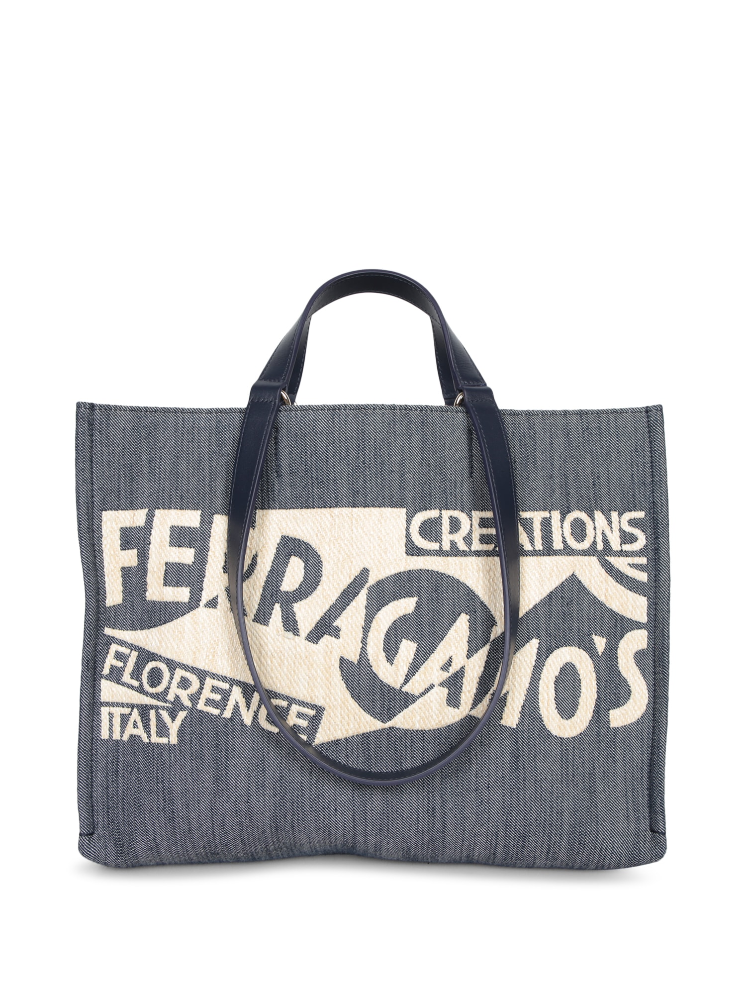 Ferragamo Medium Venna Logo-embroidered Tote Bag In Blue