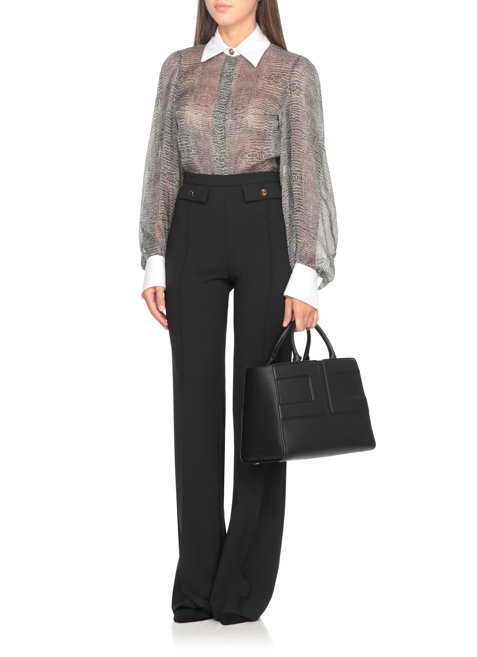 Elisabetta Franchi Structured Black Handbag In Black