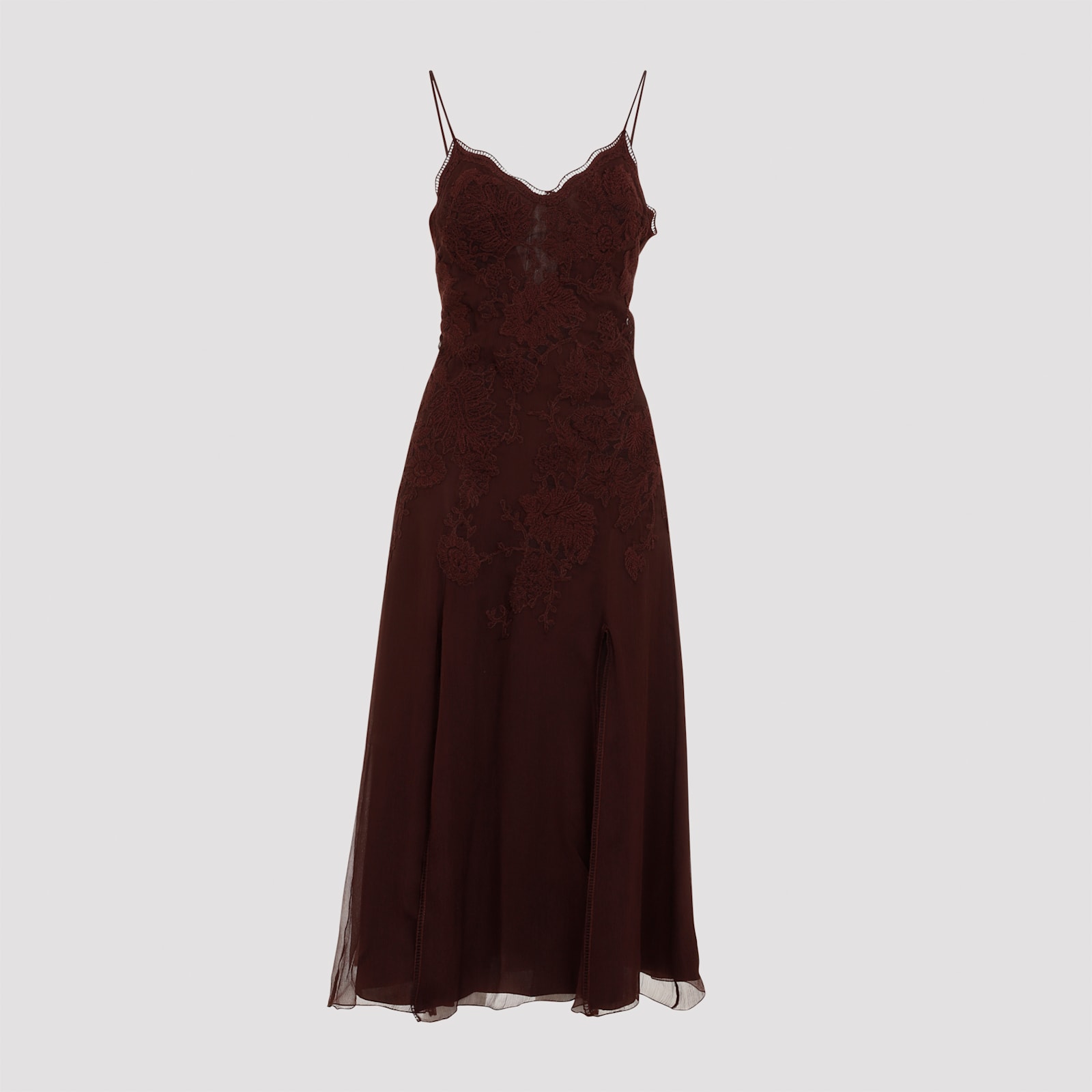 Shop Ermanno Scervino Dress In Deep Mahog