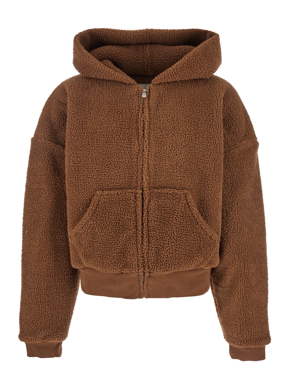 Erl Terry Brown Hoodie With Dropped Shoulders In Cotton Teddy Man In Brown