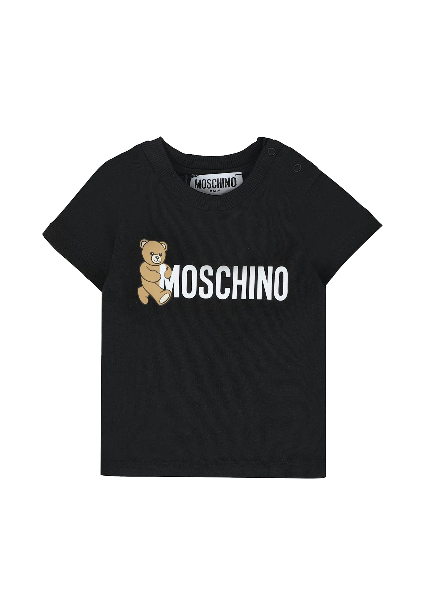 Moschino Black T-shirt For Babykids With Teddy Bear In Black