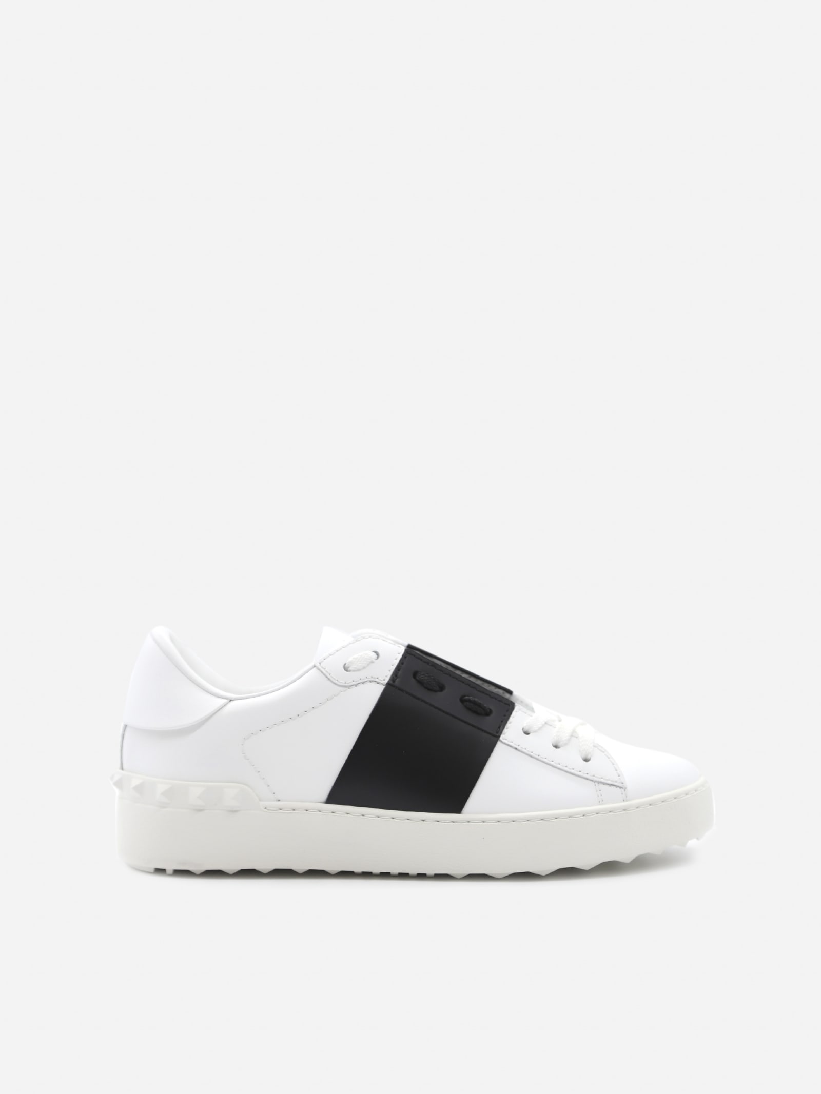 Valentino Garavani Open Sneakers In Leather With Contrasting Colored Band