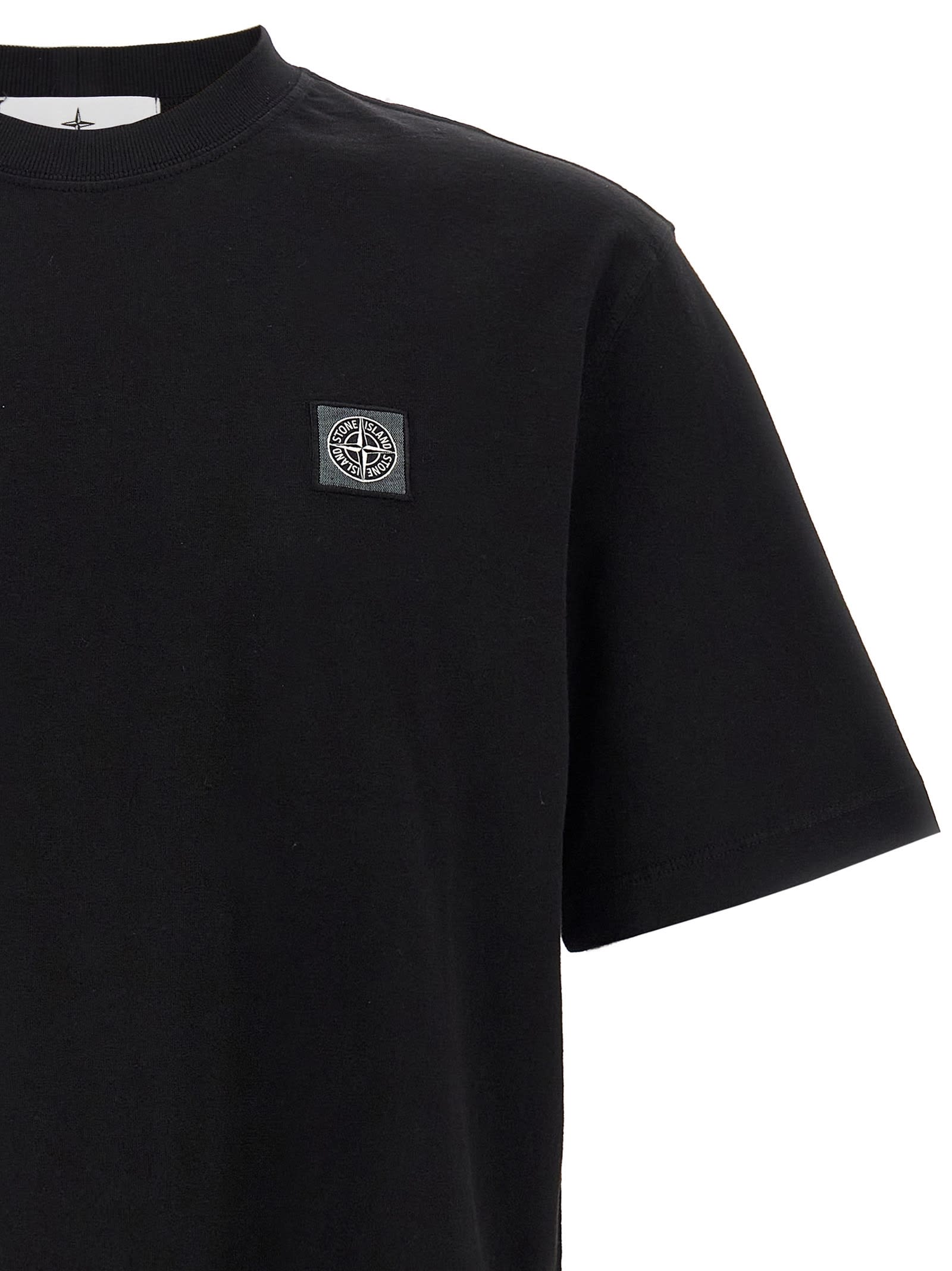 Stone Island Compass Patch Cotton Jersey T-shirt Clothing In Black