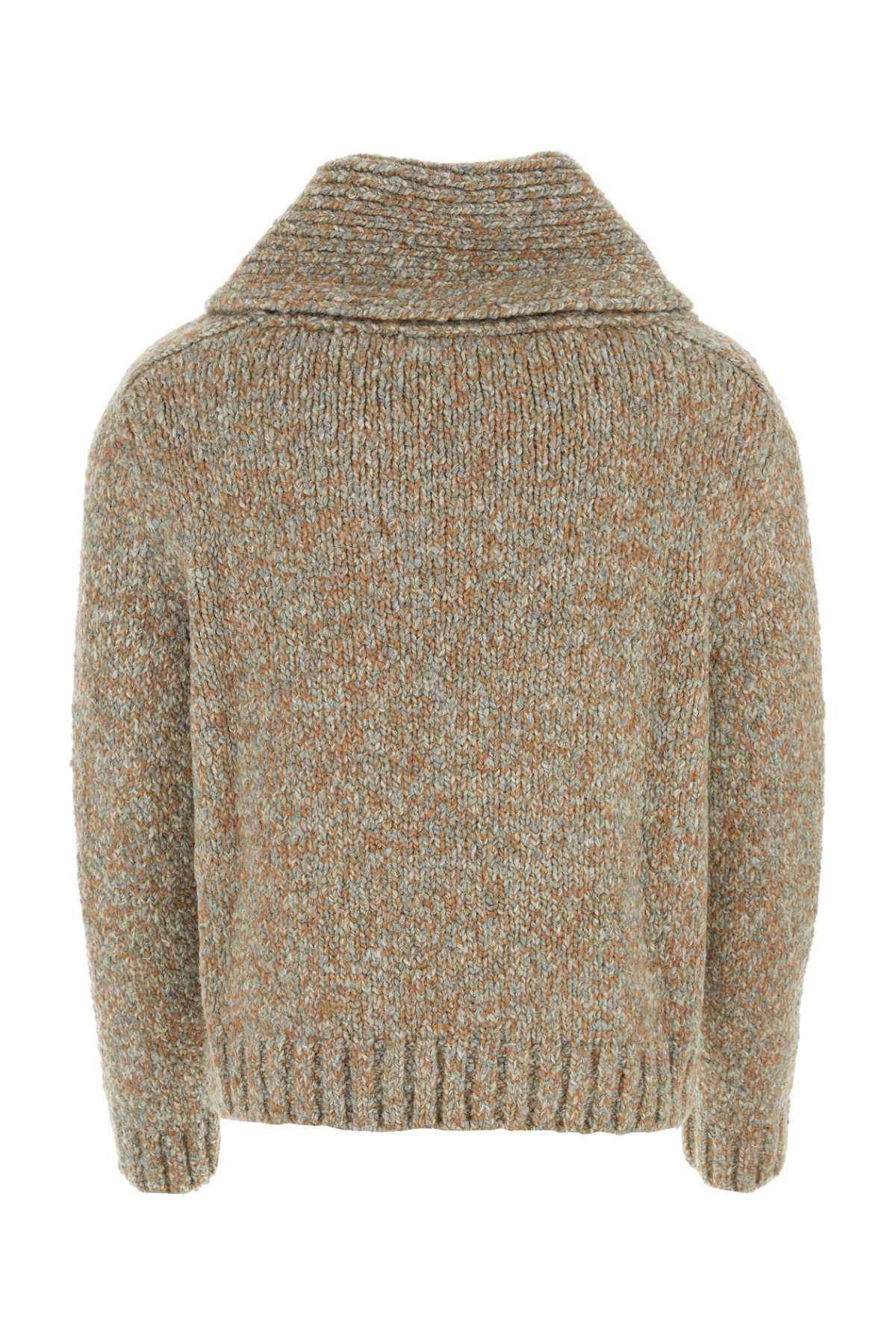 Shop Bottega Veneta Multicolor Alpaca Blend Sweater In Greymelangebrown