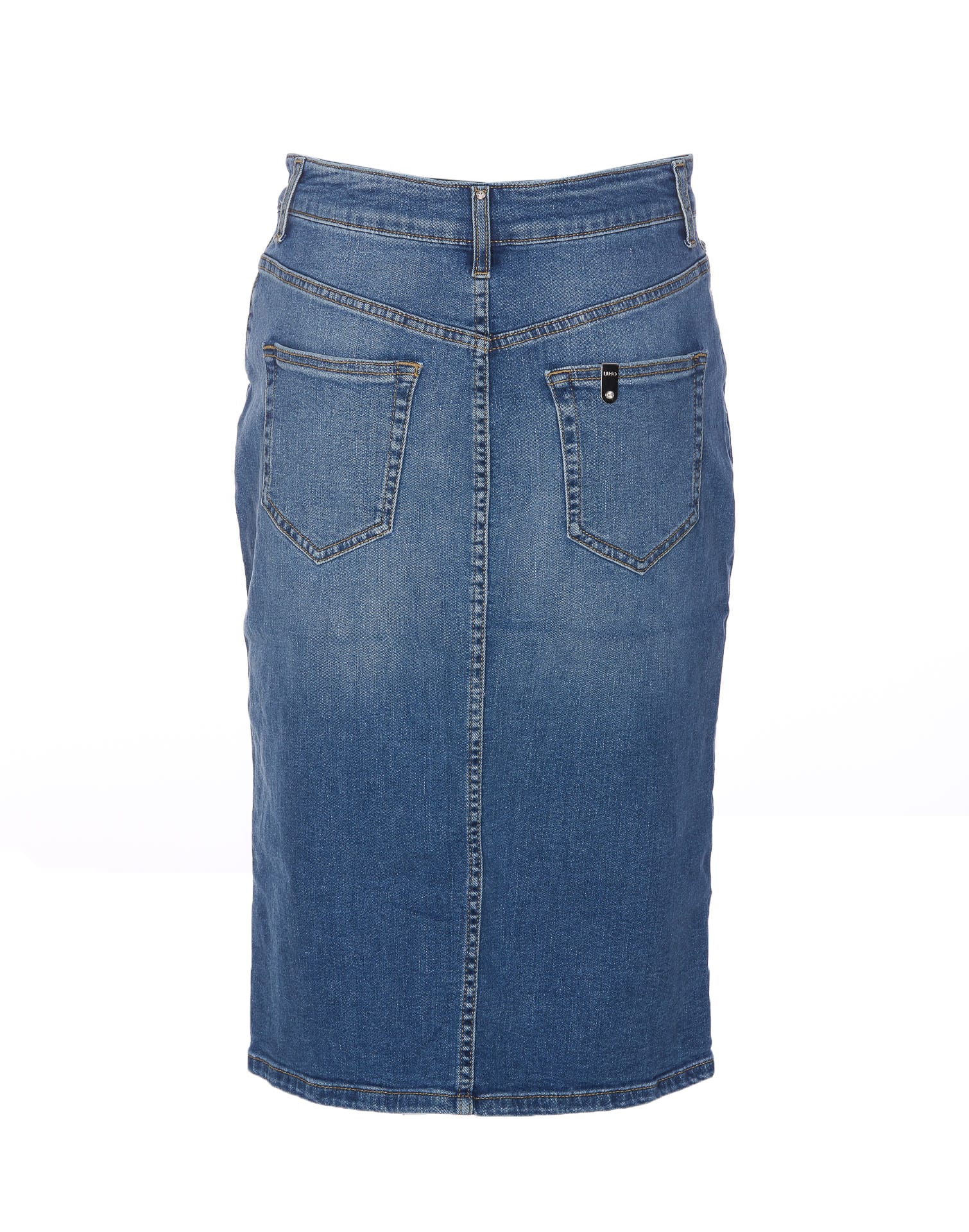 Shop Liu •jo Denim Skirt In Blue