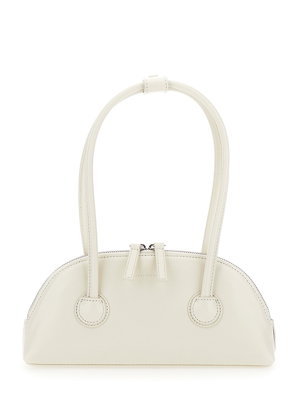 besette White Shoulder Bag With Engraved Logo In Leather Woman