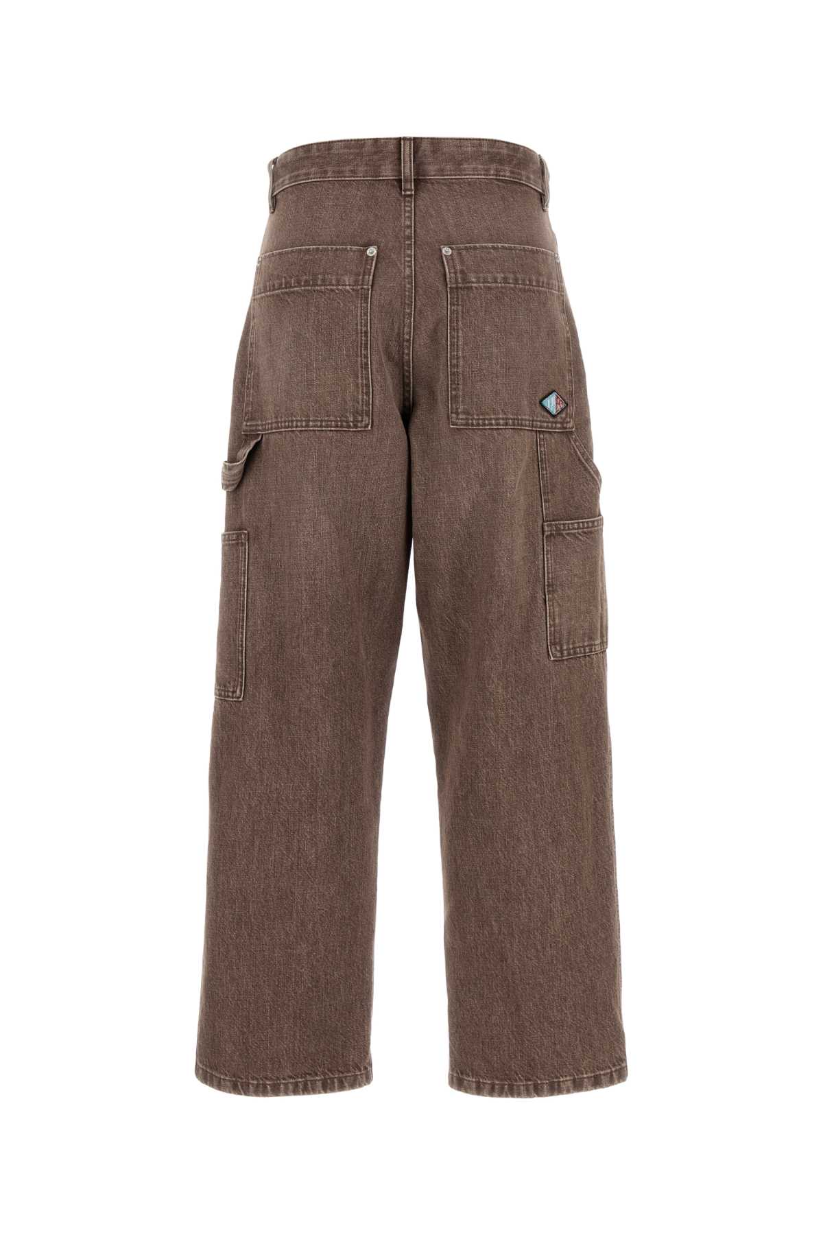 Bottega Veneta Wide-leg Denim Trousers With Pockets And Belt Loops In Brown