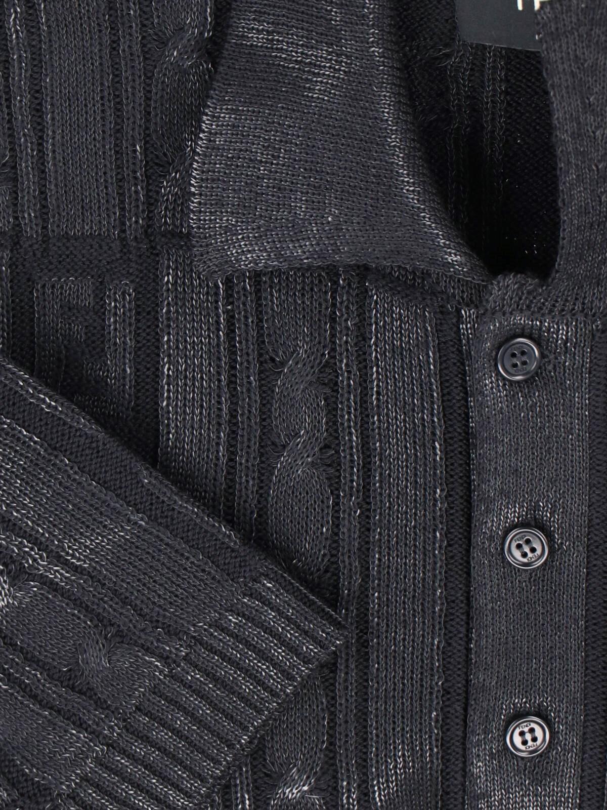 Fendi Black Wool Polo Shirt In Black