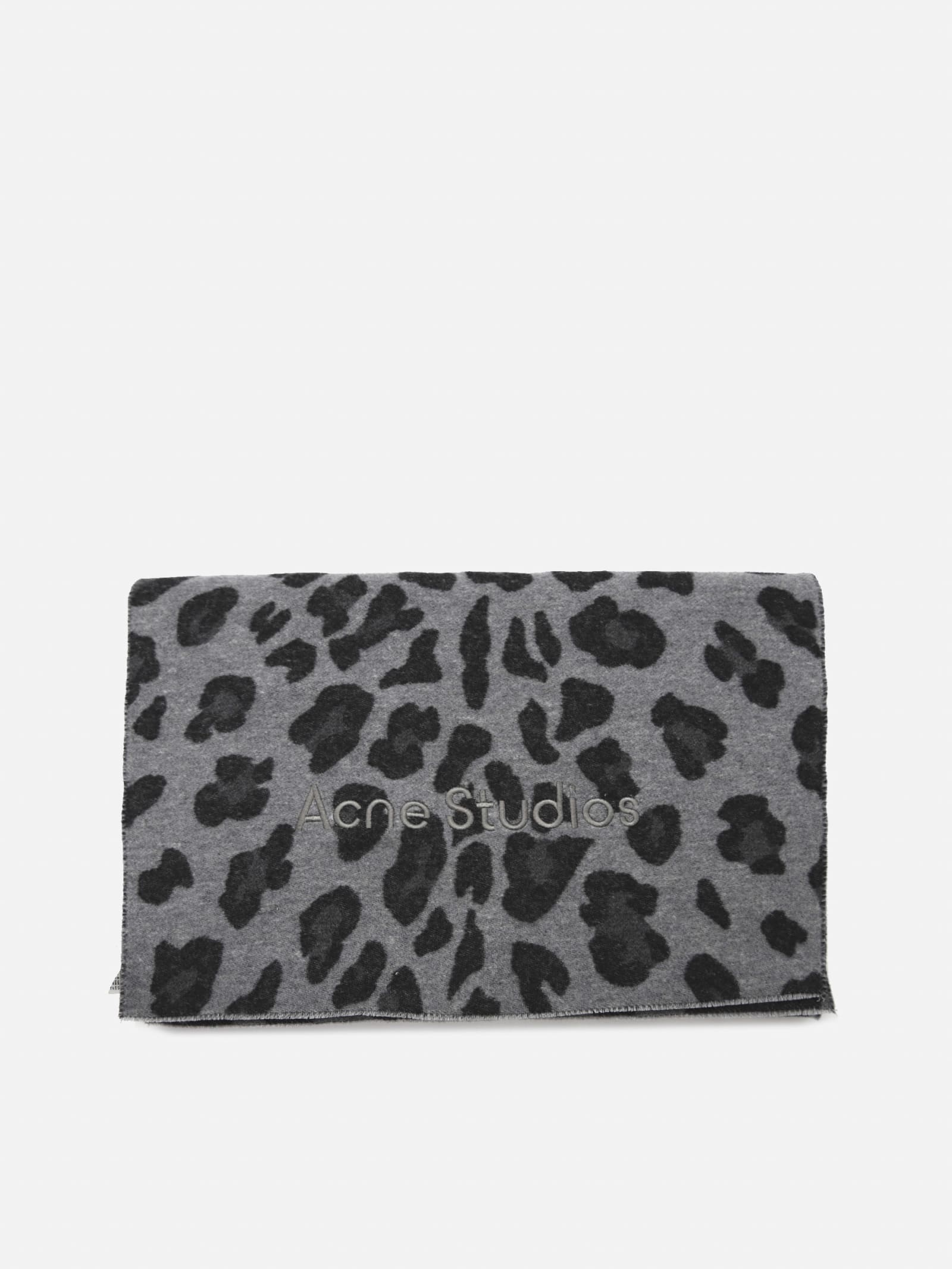 Acne Studios Wool Scarf With All-over Animalier Print