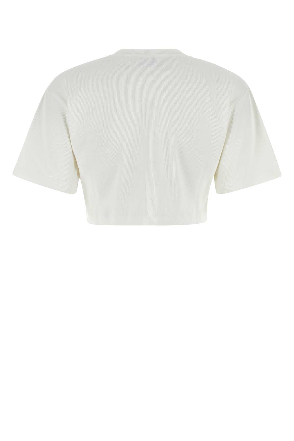 Off-white White Stretch Cotton T-shirt In Whiteblac