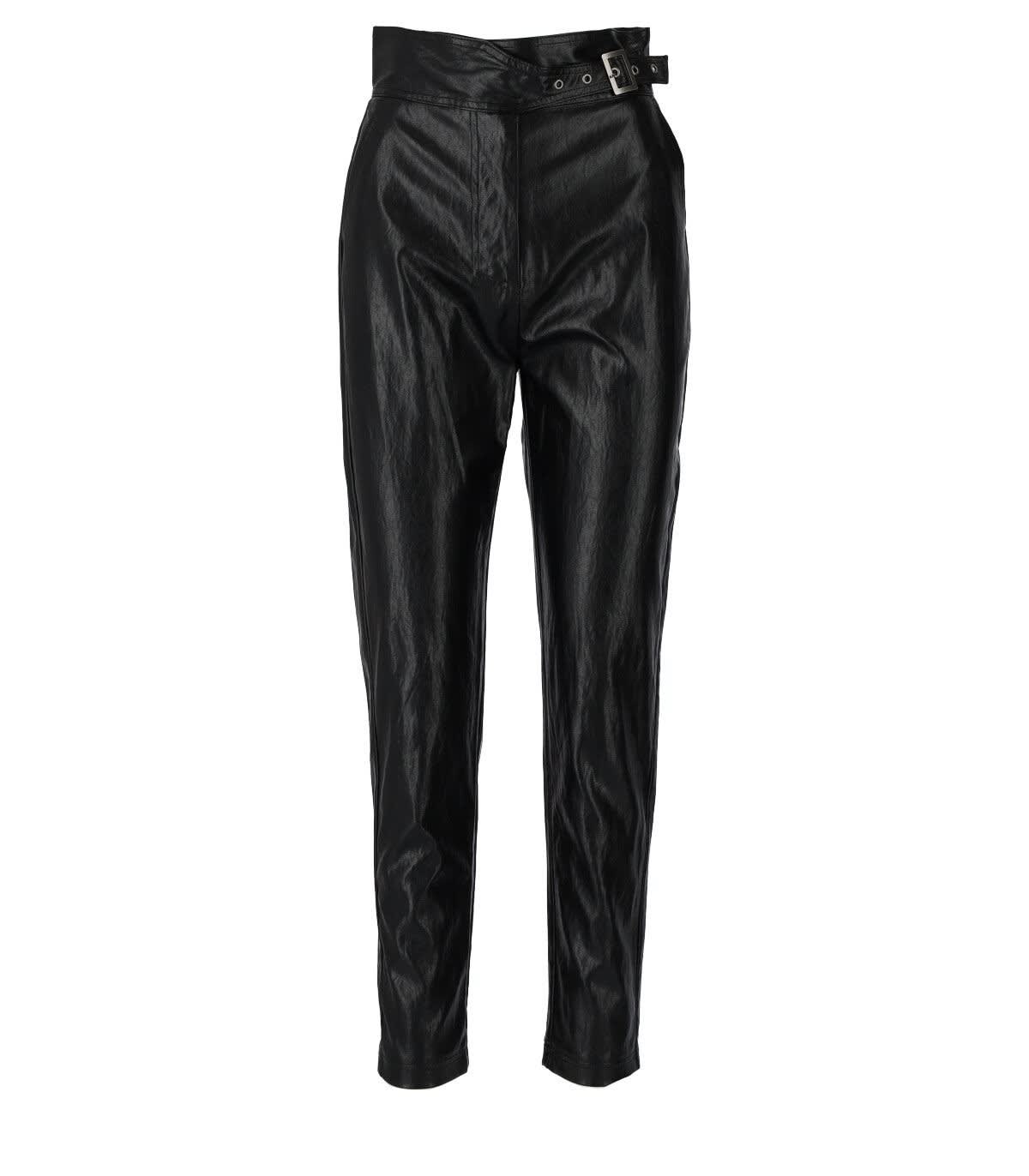 TwinSet Black Leather Effect Trousers