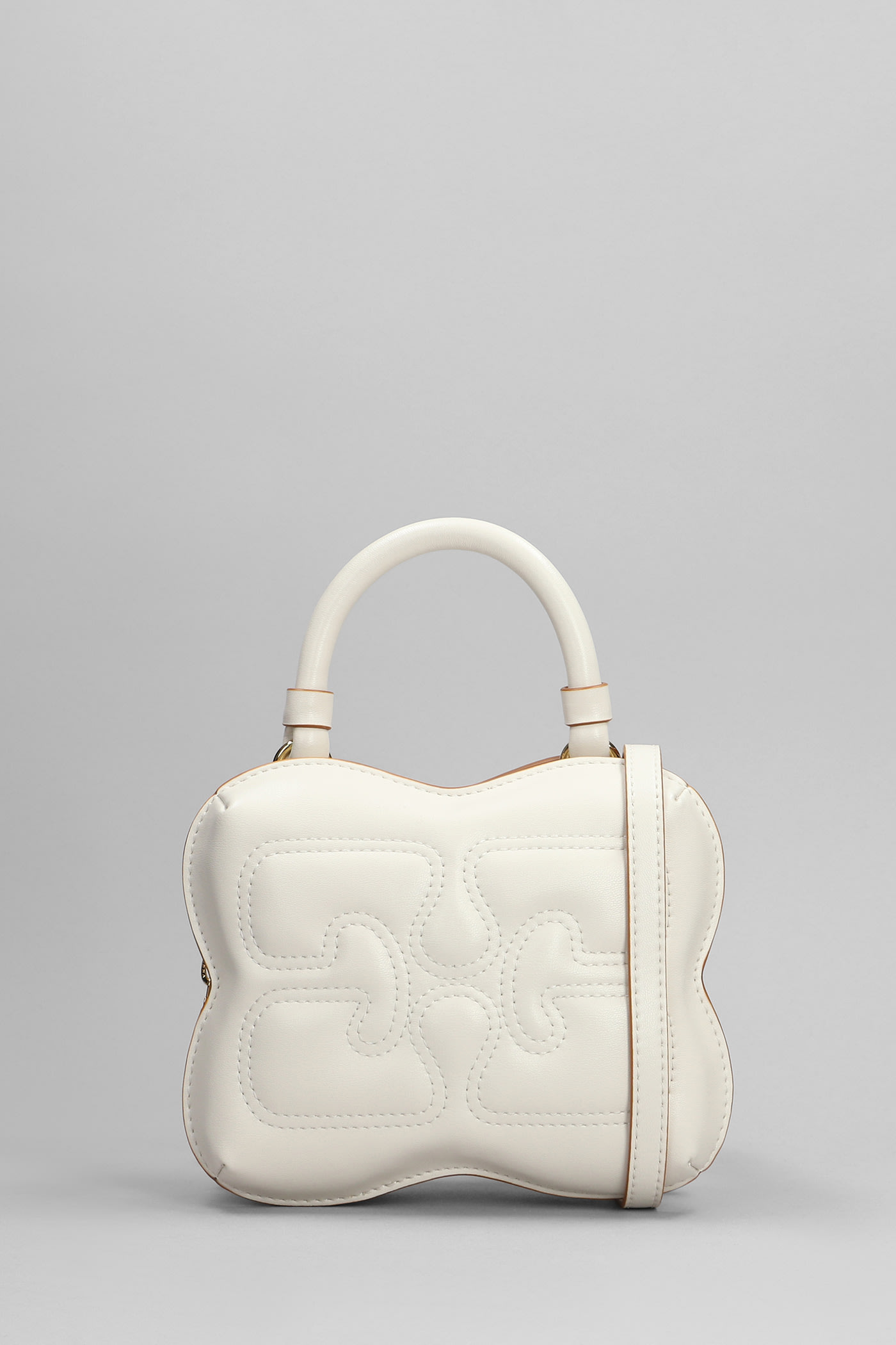 Butterfly Hand Bag In White Leather