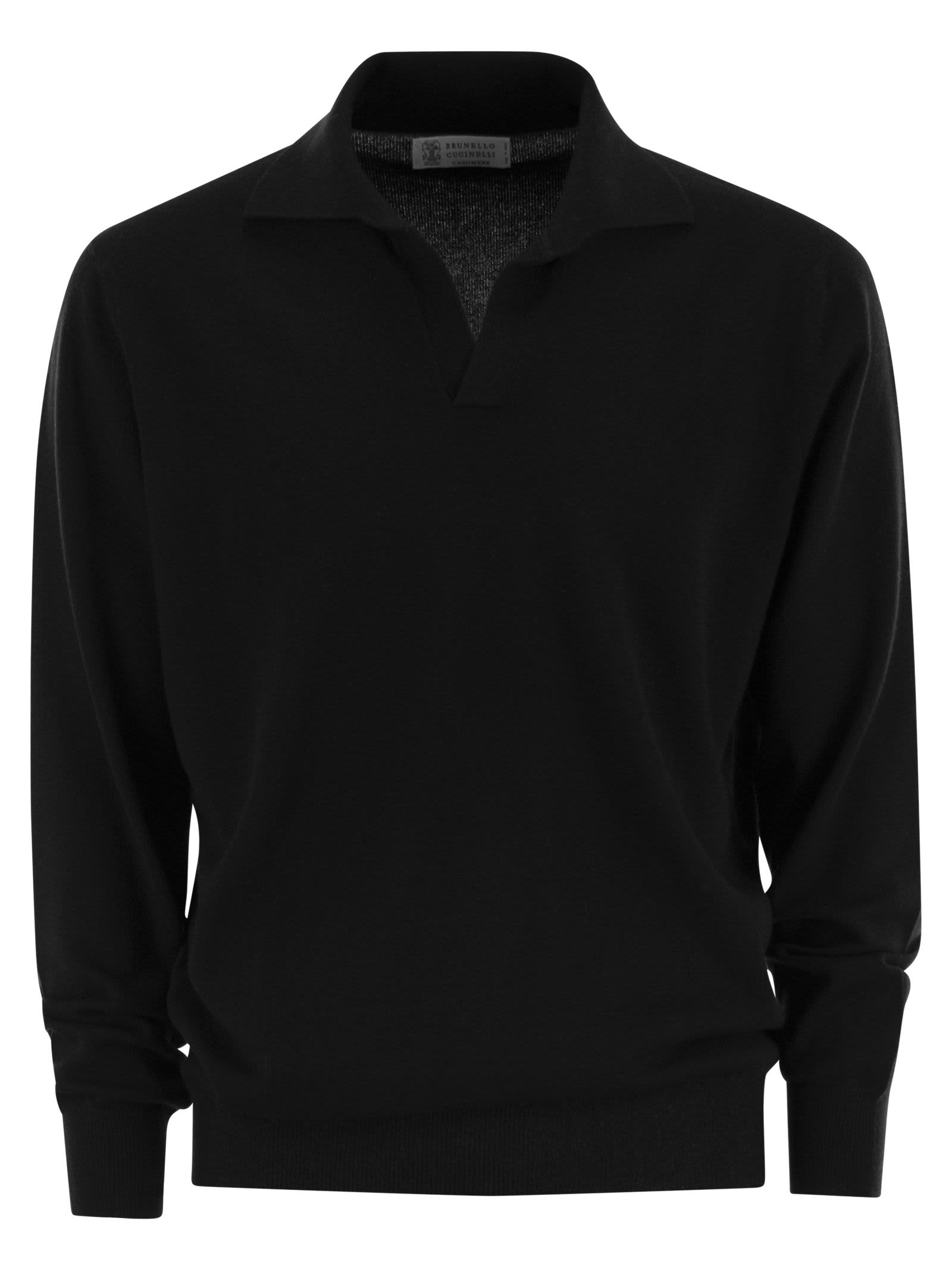 Shop Brunello Cucinelli Cashmere Polo Neck Sweater In Black