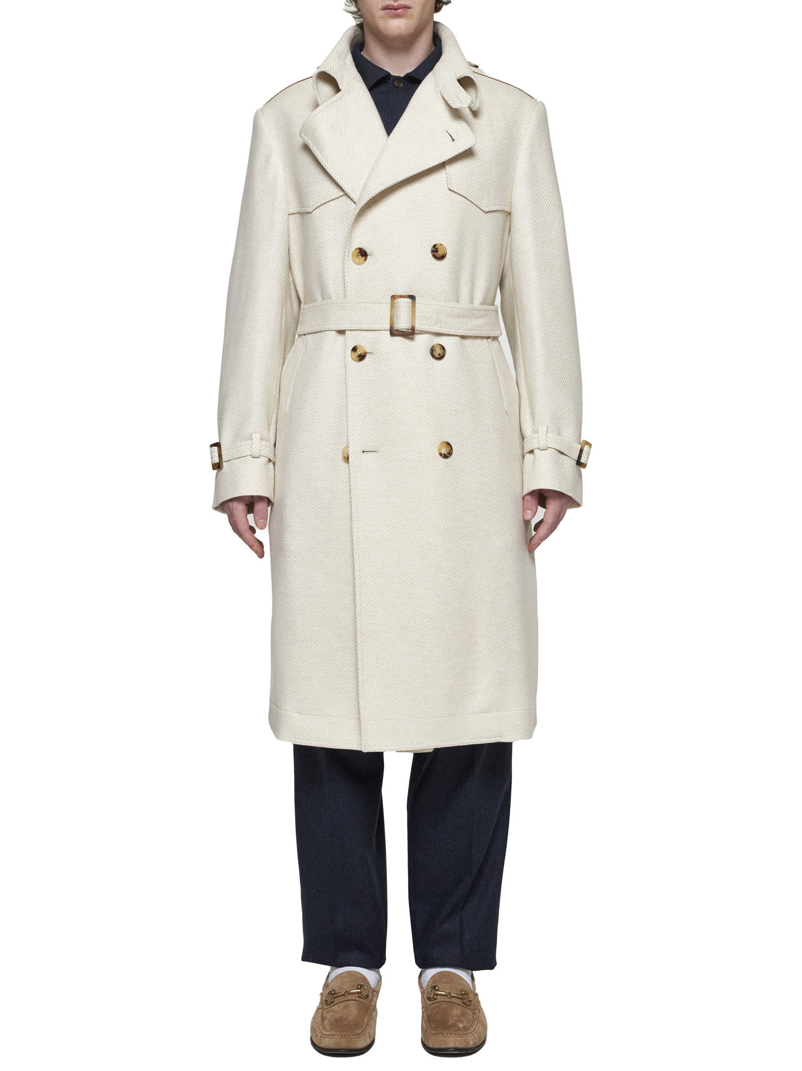 Shop Brunello Cucinelli Coat In Sand