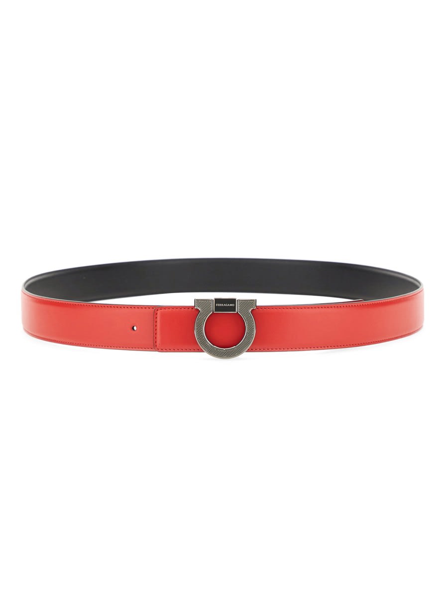 Ferragamo Leather Belt In Black