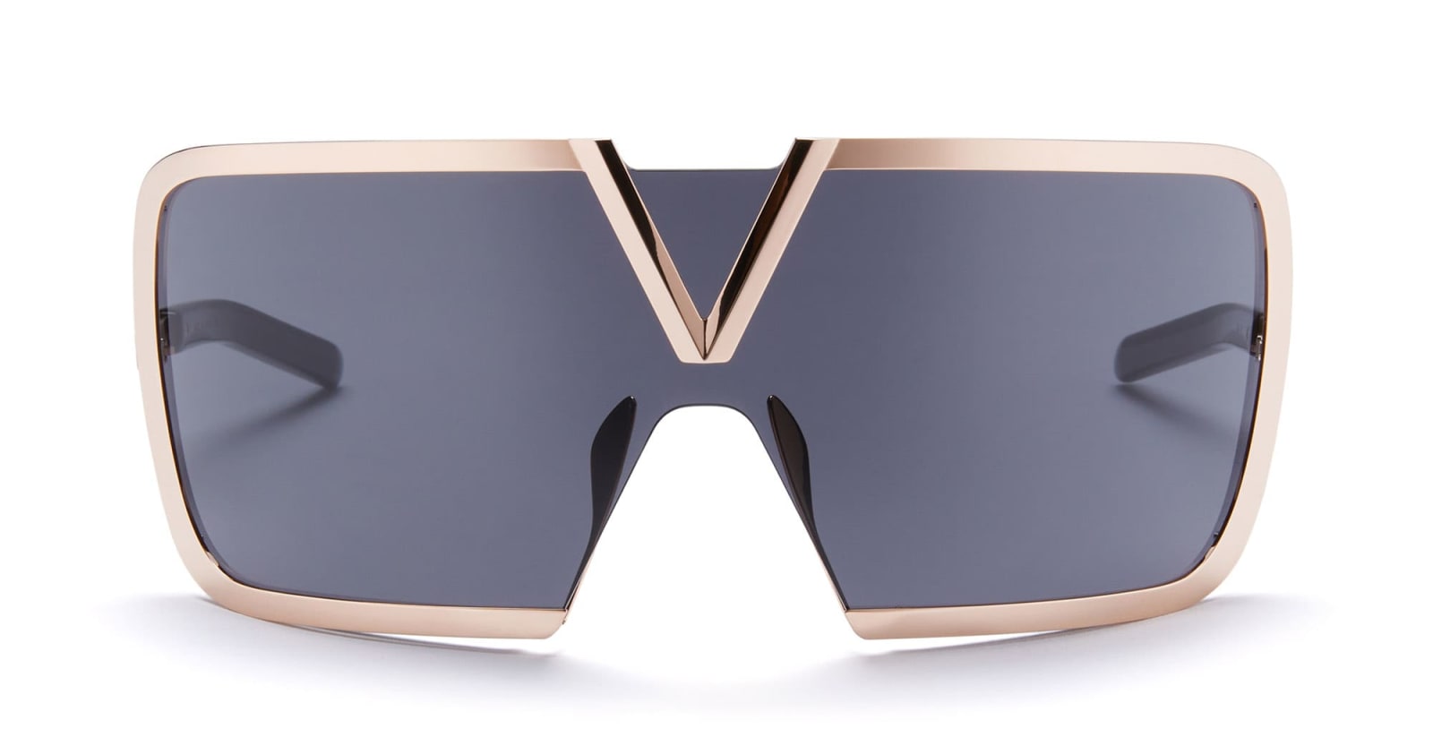 Valentino Romask - Rose Gold / Black Sunglasses In Gray