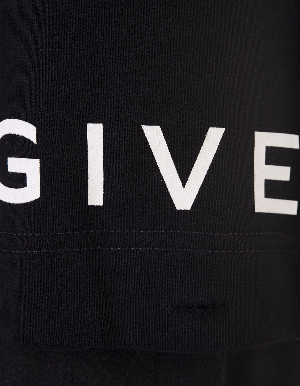 Shop Givenchy Black Destroyed Track Bermuda Shorts With Logo