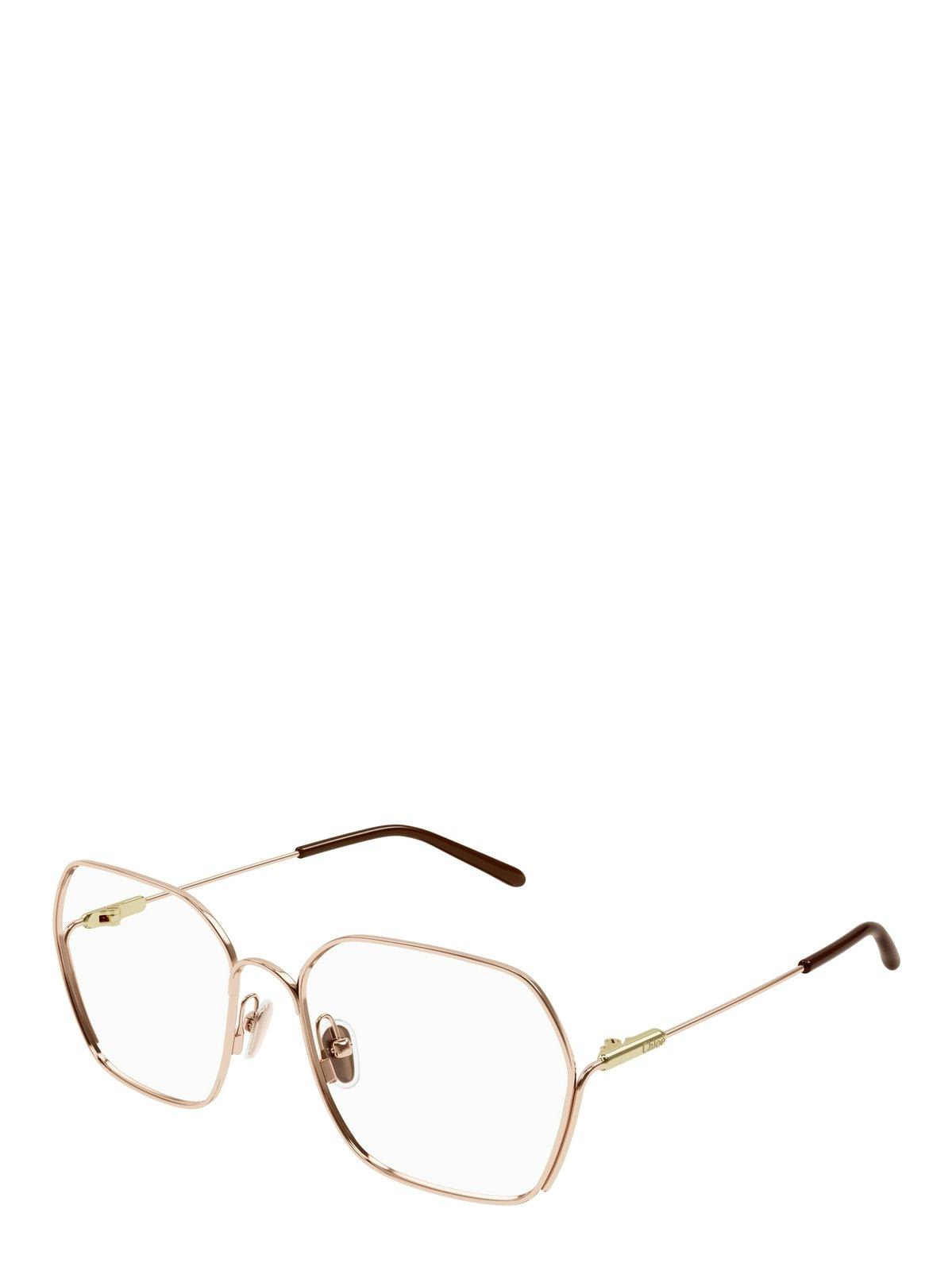 Chloé Metal Geometric-frame Glasses In Gold