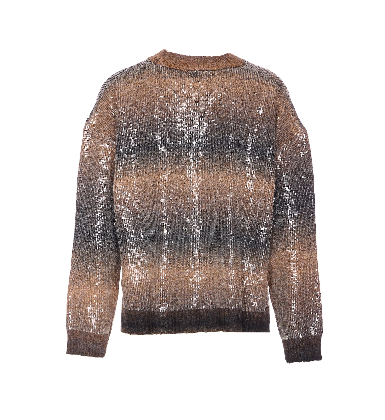 Liu •jo Sequin-embroidered Crew Neck Jumper In Brown