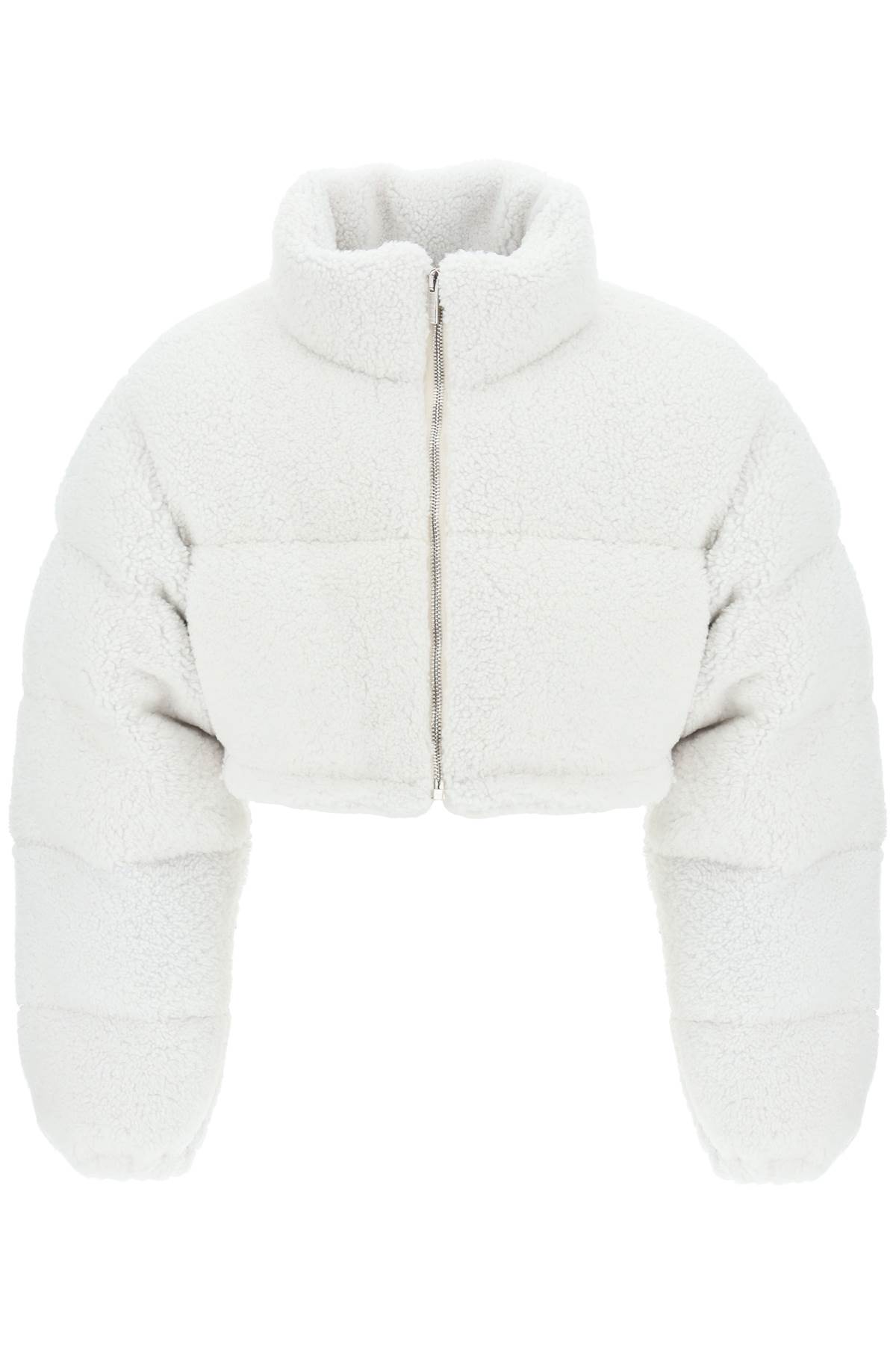 Shop Vtmnts Cropped Shearling Puffer Jacket In Cream (white)