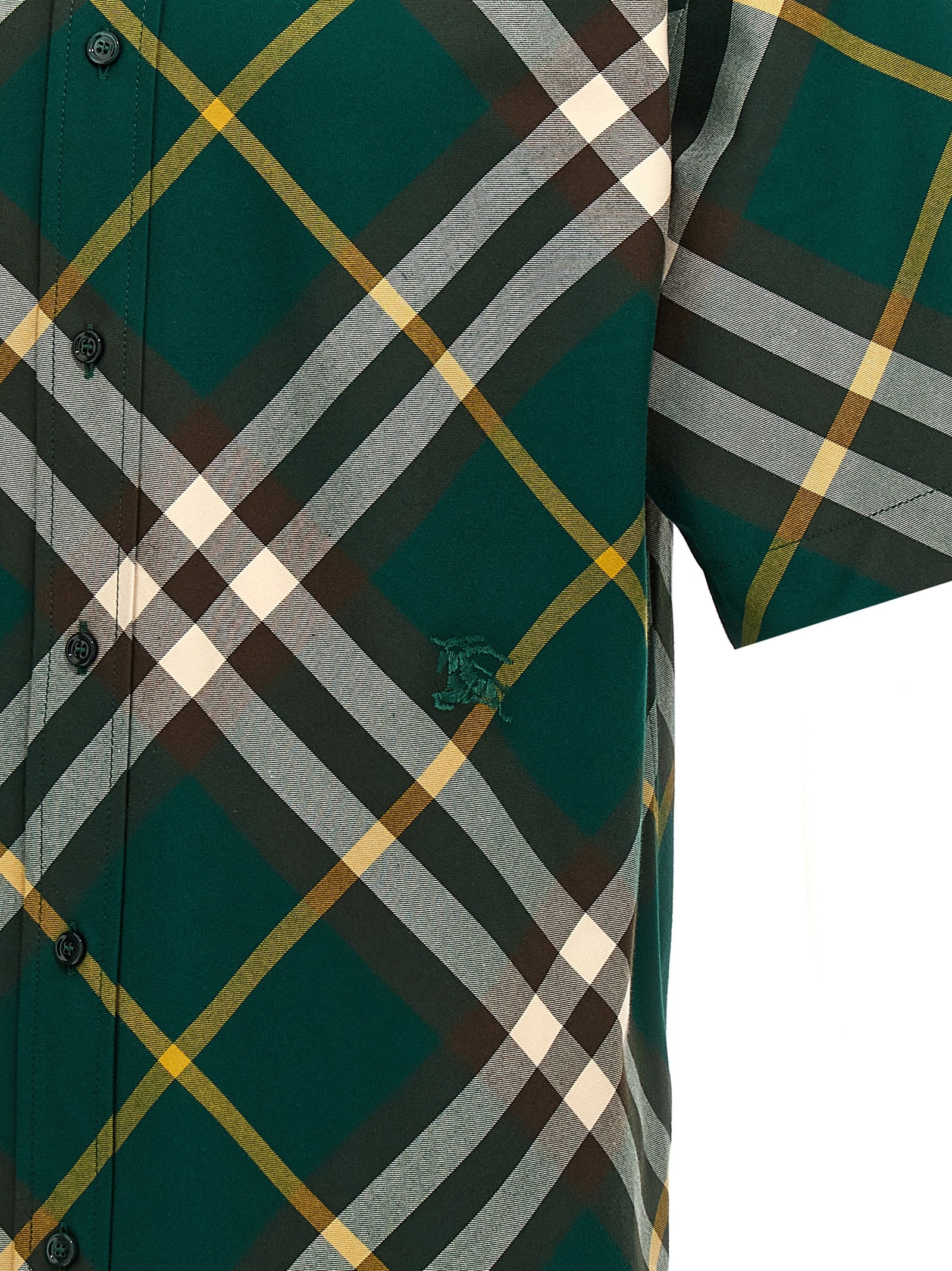 Shop Burberry Check Shirt In Green