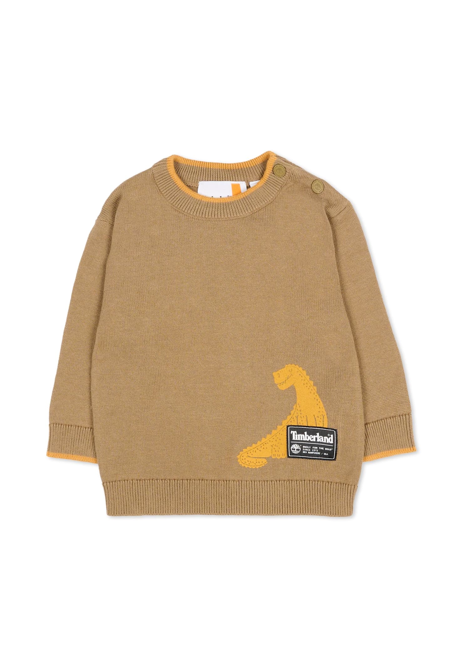 Timberland Green Sweater For Baby Boy With Dinosaur In Green