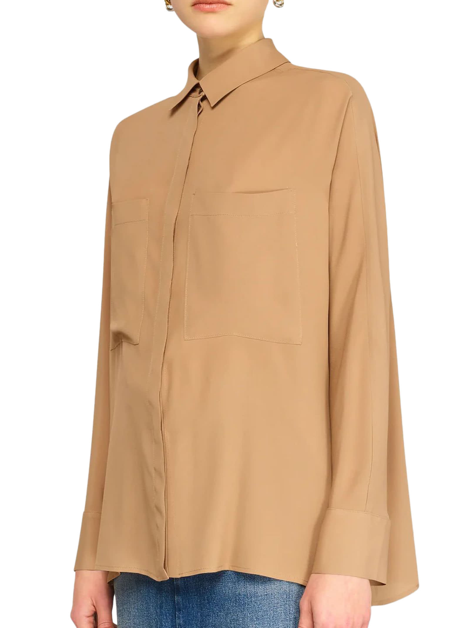 Shop Semicouture Crepe De Chine Shirt In Beige