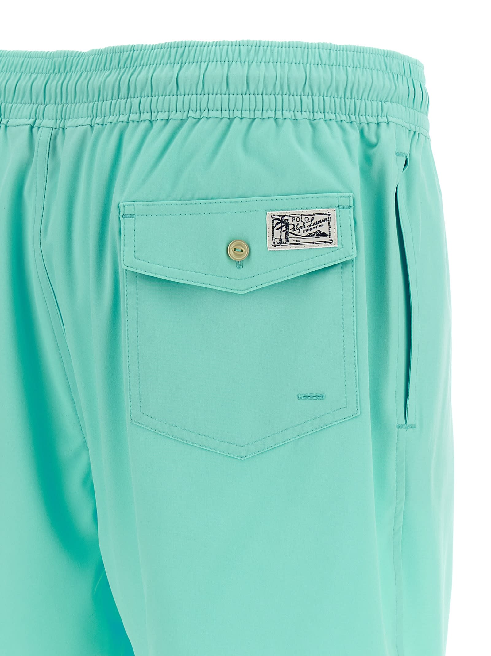 Shop Polo Ralph Lauren Logo Embroidery Swim Shorts In Light Blue