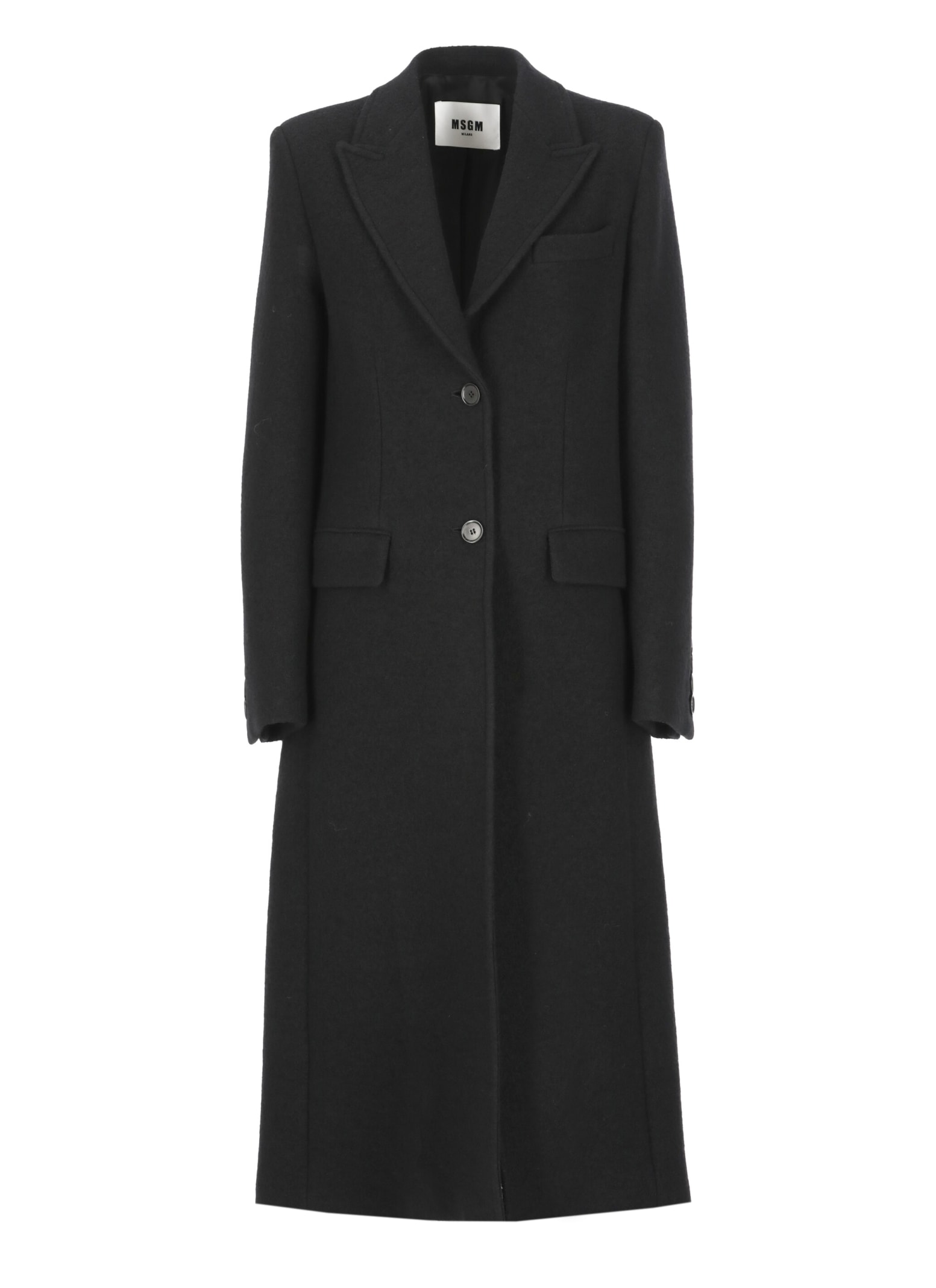 Shop Msgm Virgin Wool Coat In Black