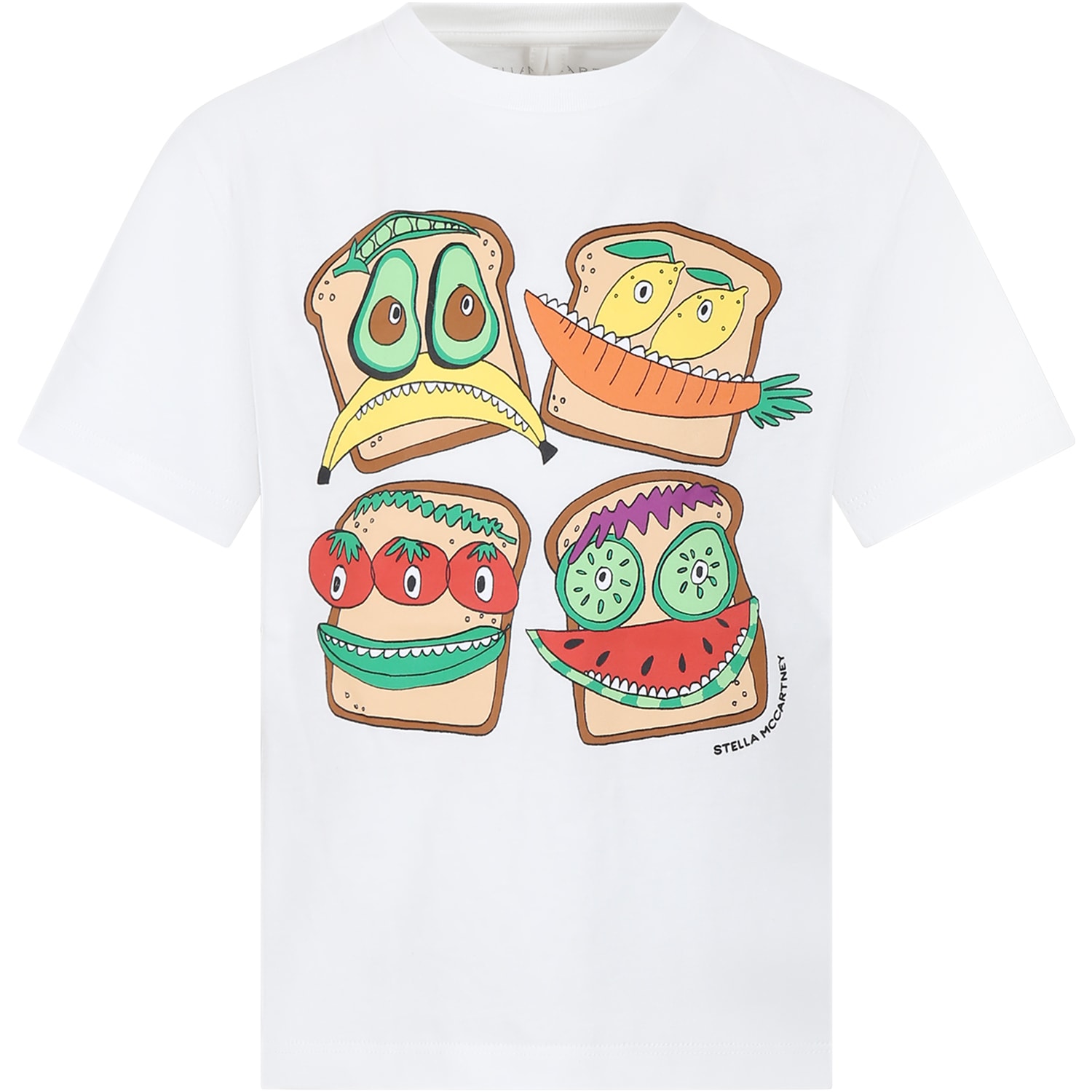 Stella Mccartney Kids' White T-shirt For Boy With Toast Print