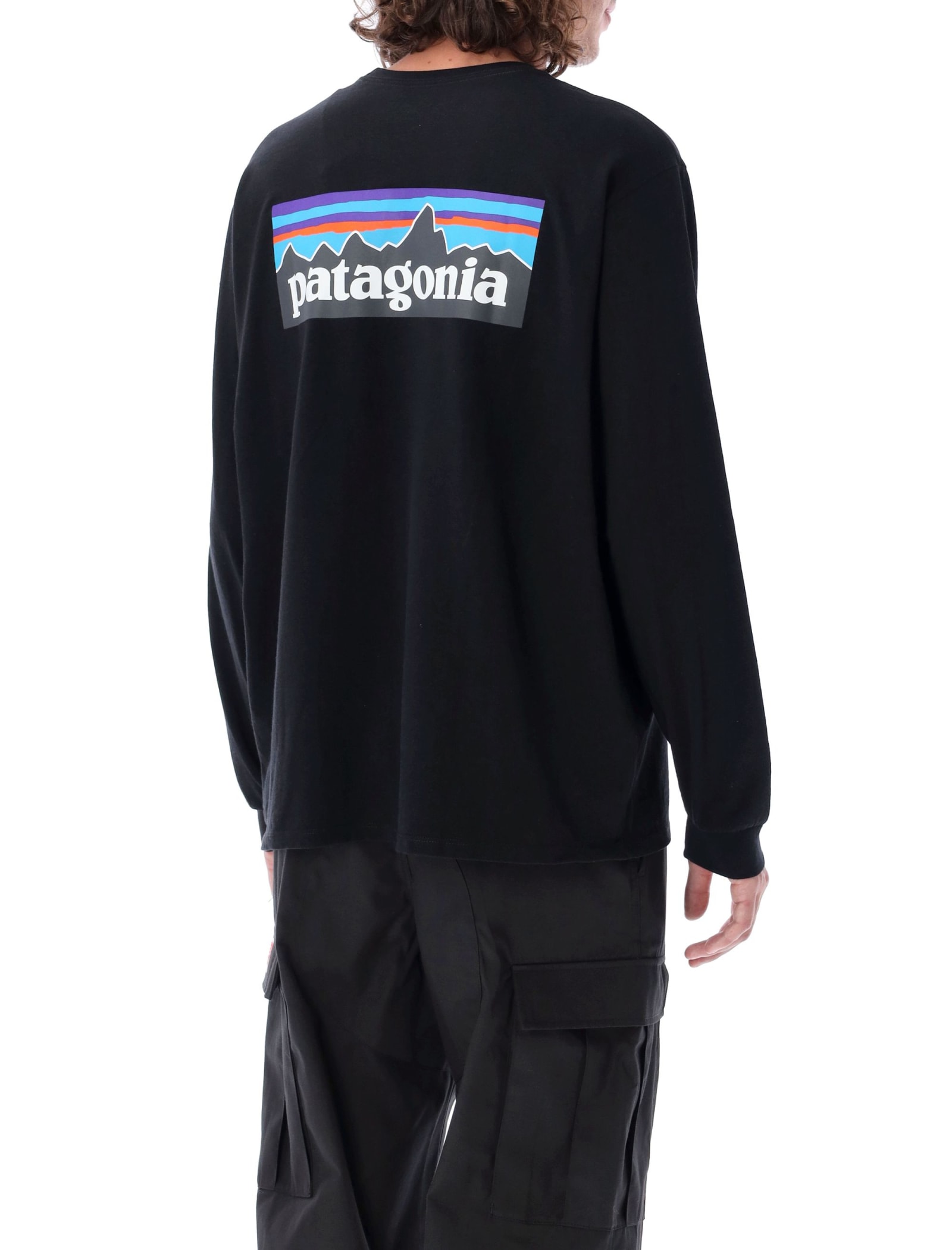 Shop Patagonia Long-sleeved P-6 Logo Responsibili-tee® In Black