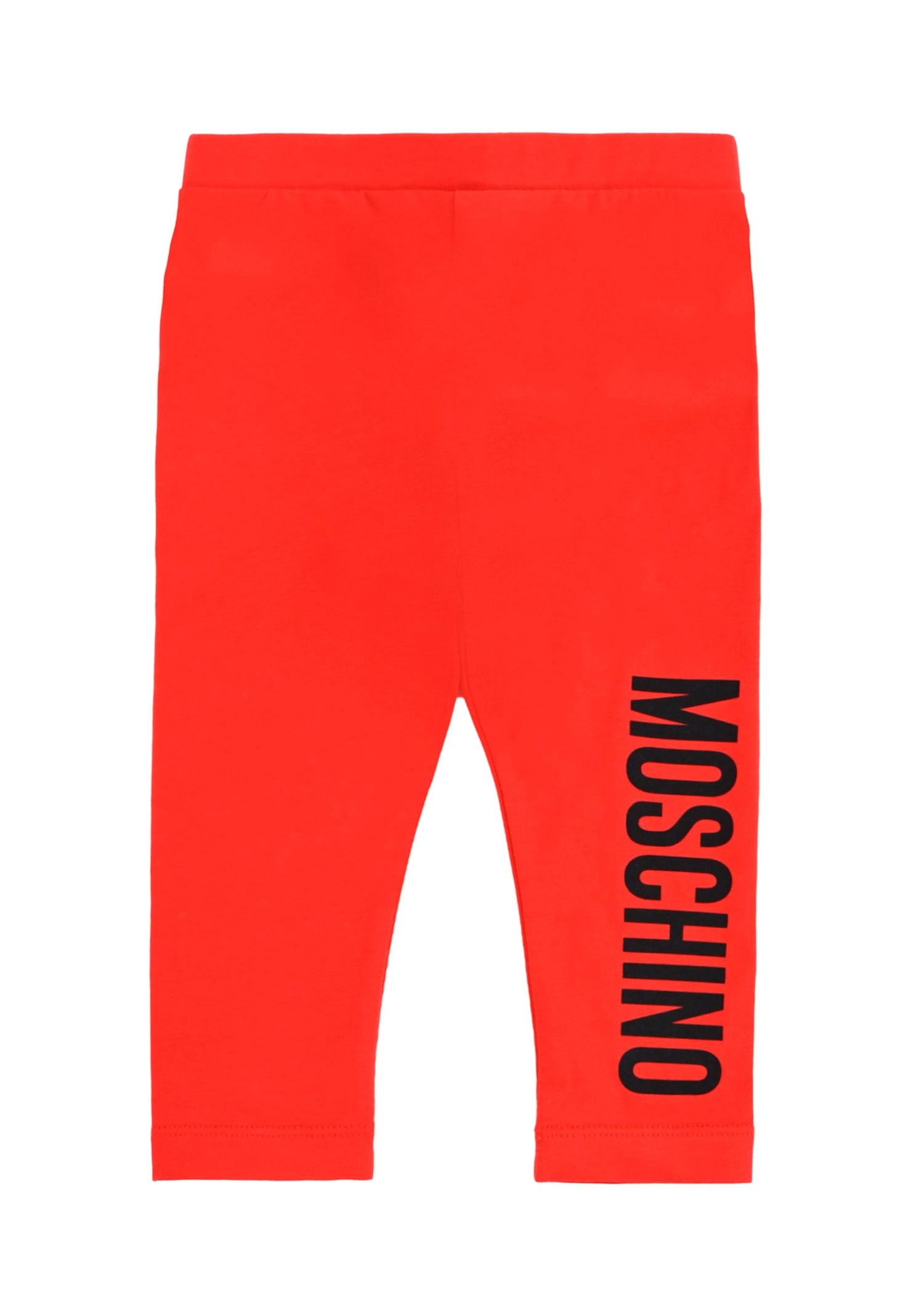 Moschino Red Leggings For Baby Girl With Logo In Red