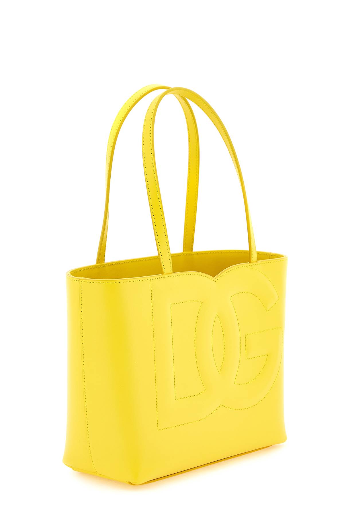 Shop Dolce & Gabbana Leather Tote Bag With Logo In Giallo Oro (yellow)