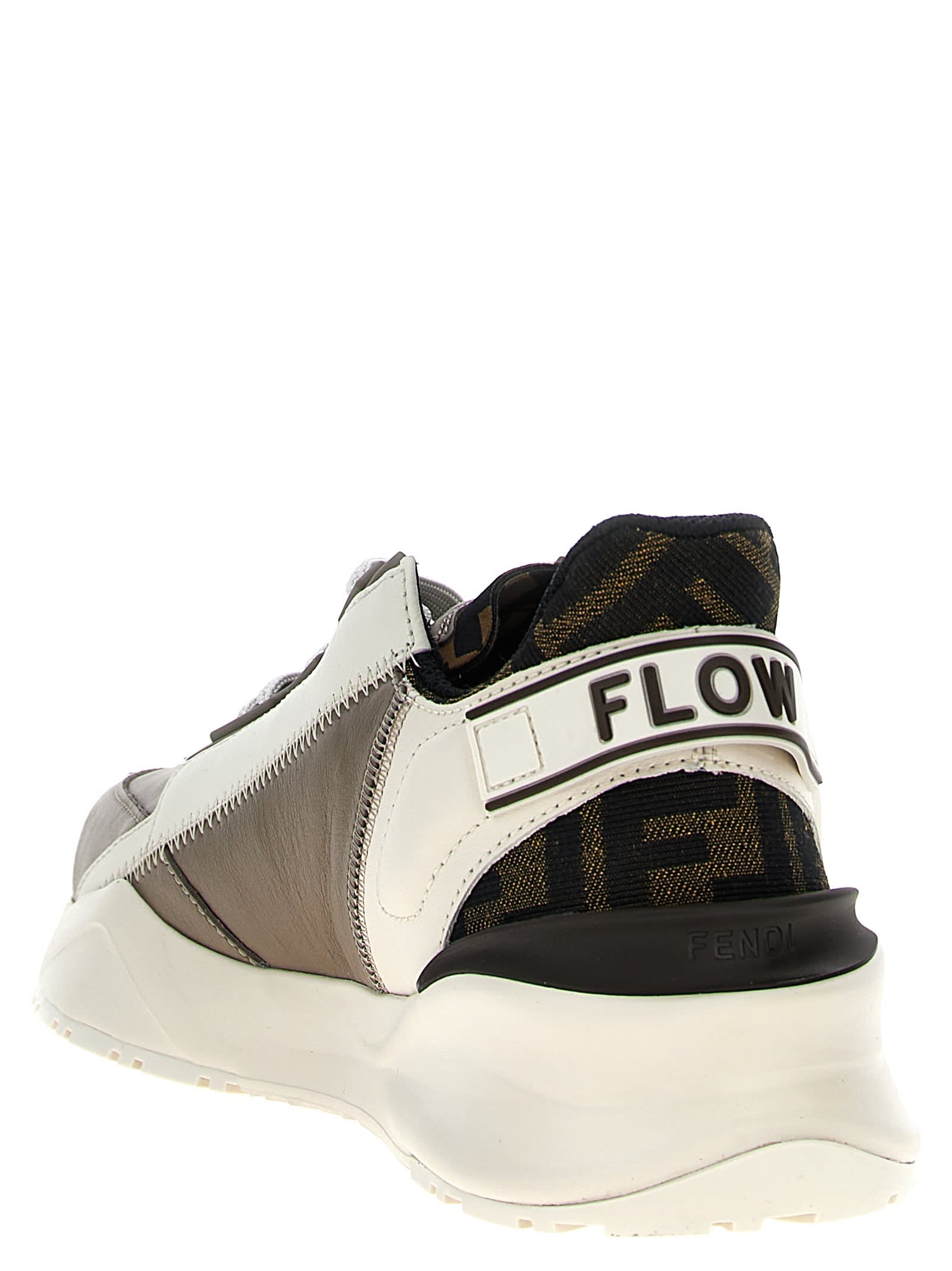 Shop Fendi Flow Sneakers In Beige