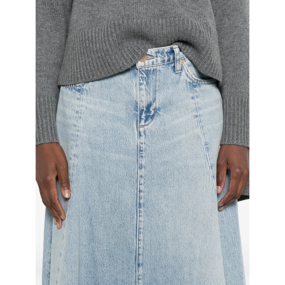 7 For All Mankind High-waisted Denim Maxi Skirt In Blue