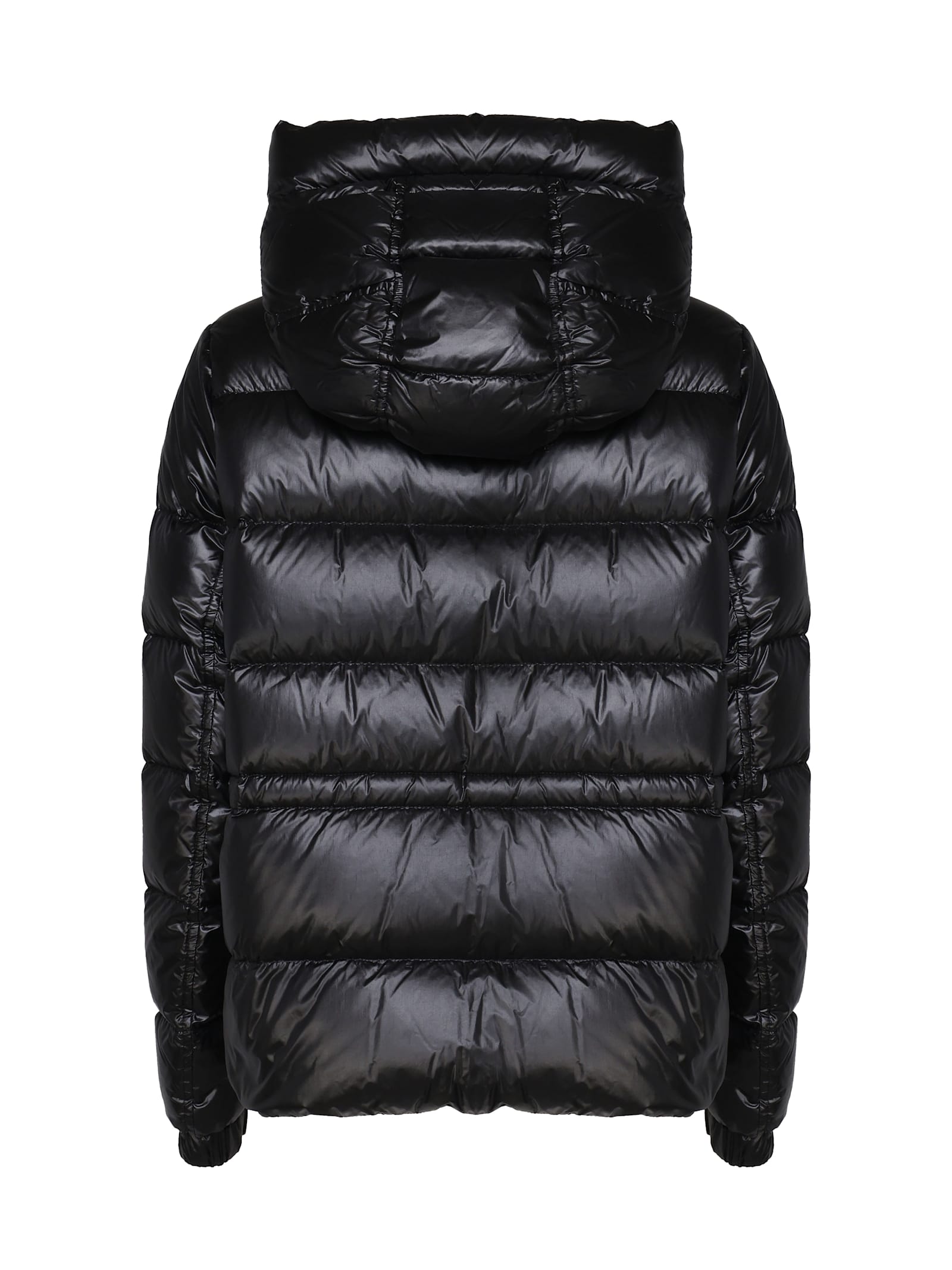 Shop Moncler Maxi Hooded Down Jacket In Black